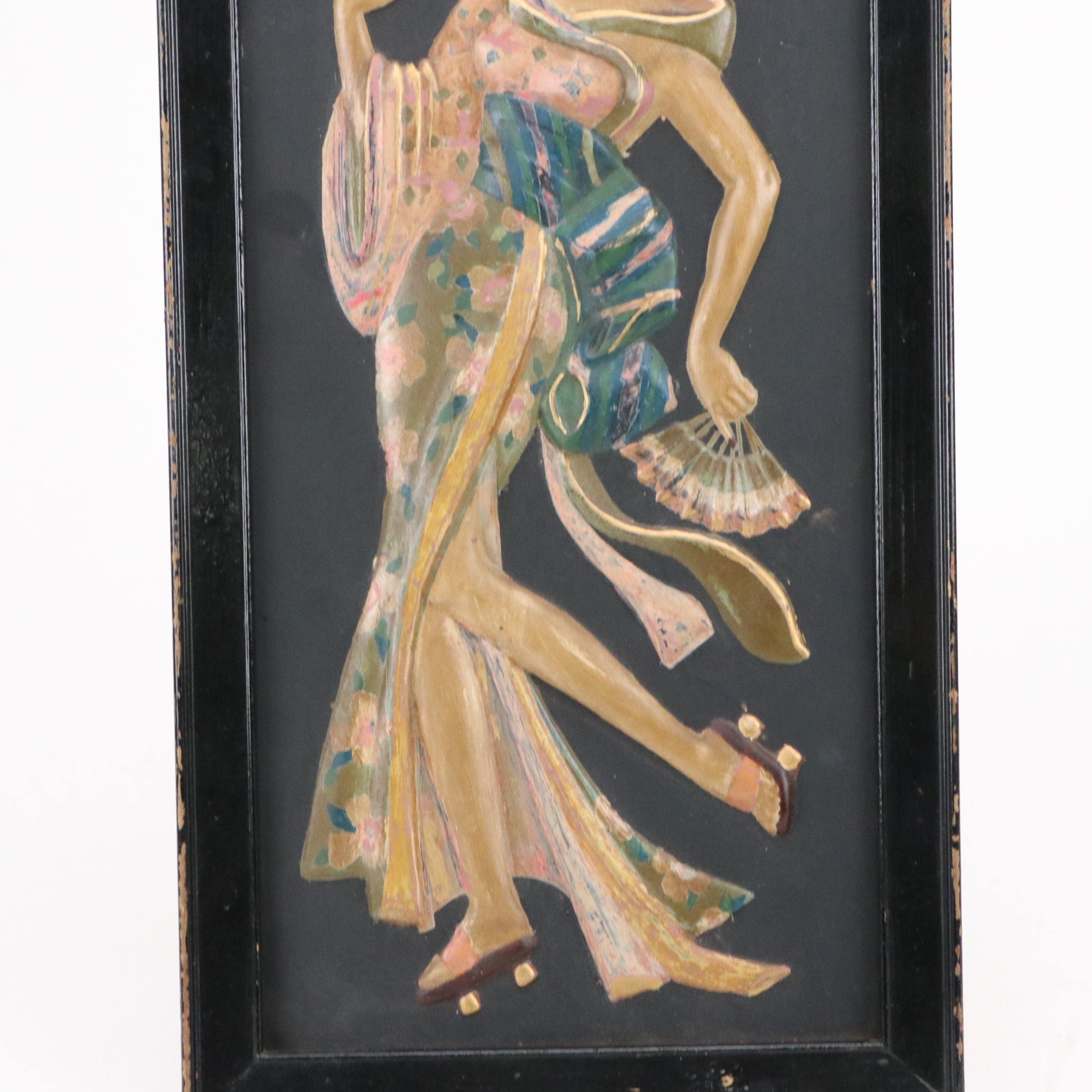 Plaque Craft Hand-Painted Relief, Mid-20th Century