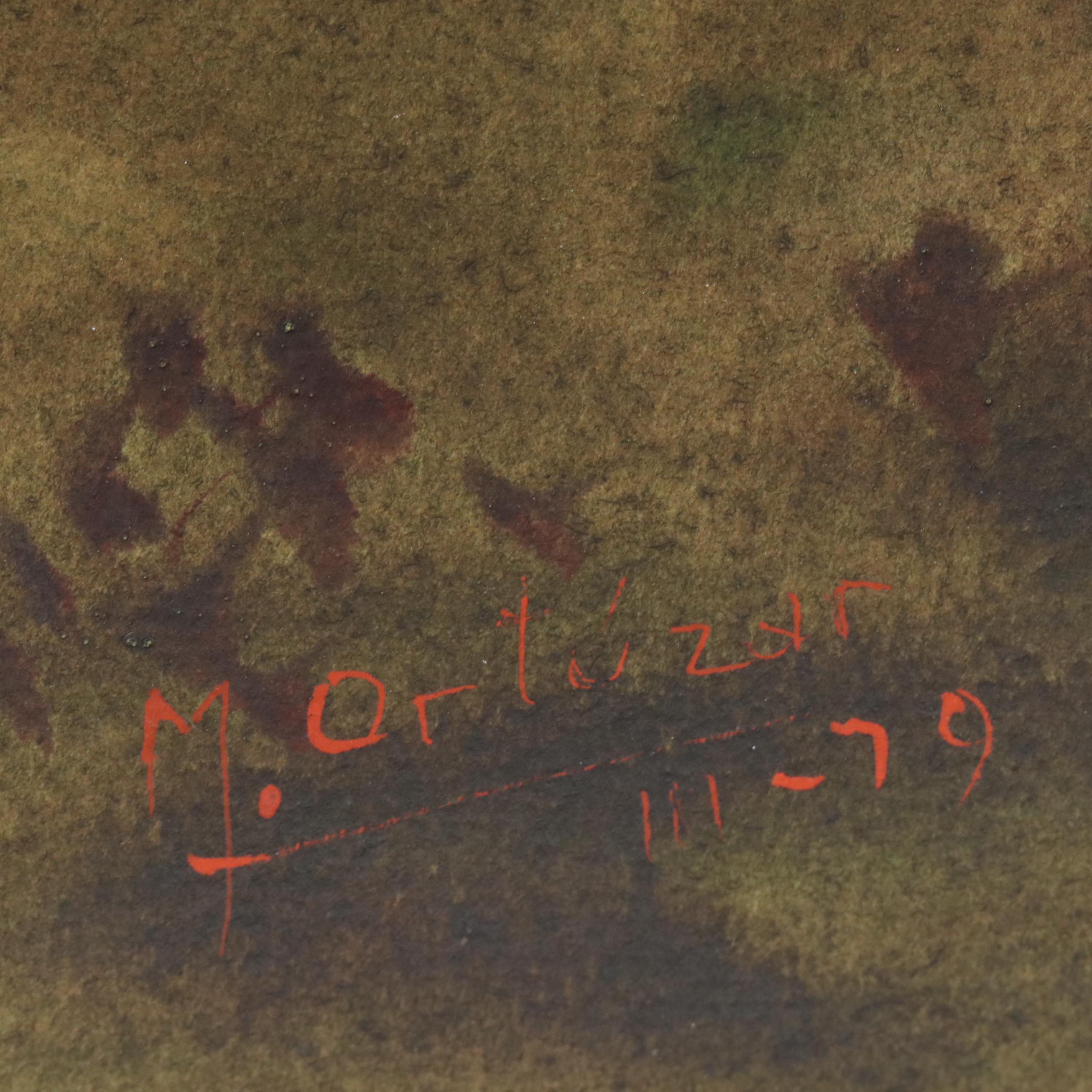 Mariano Ortuzar Chilean Landscape Watercolor Painting, 1979