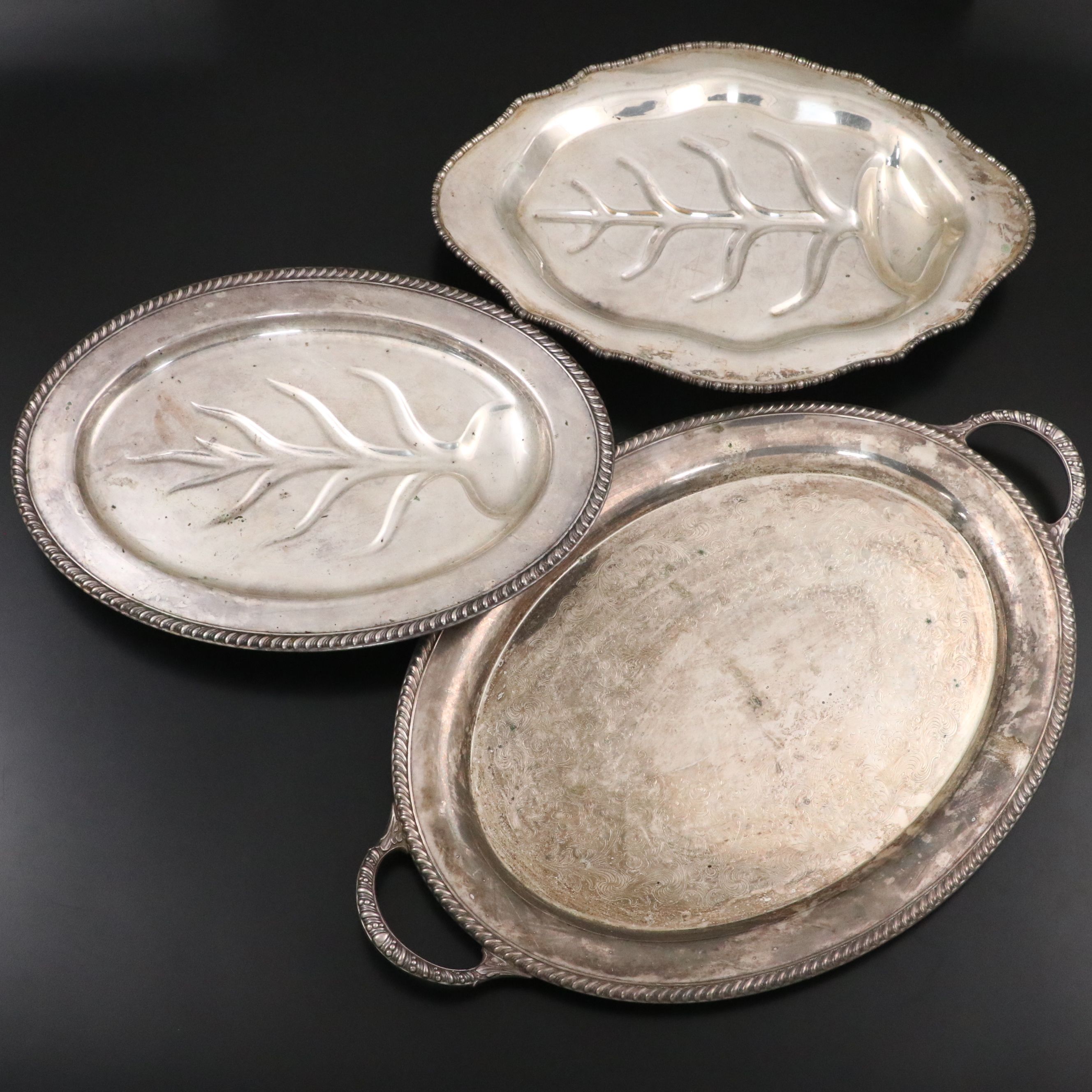 Silver Plate Handled Serving Trays