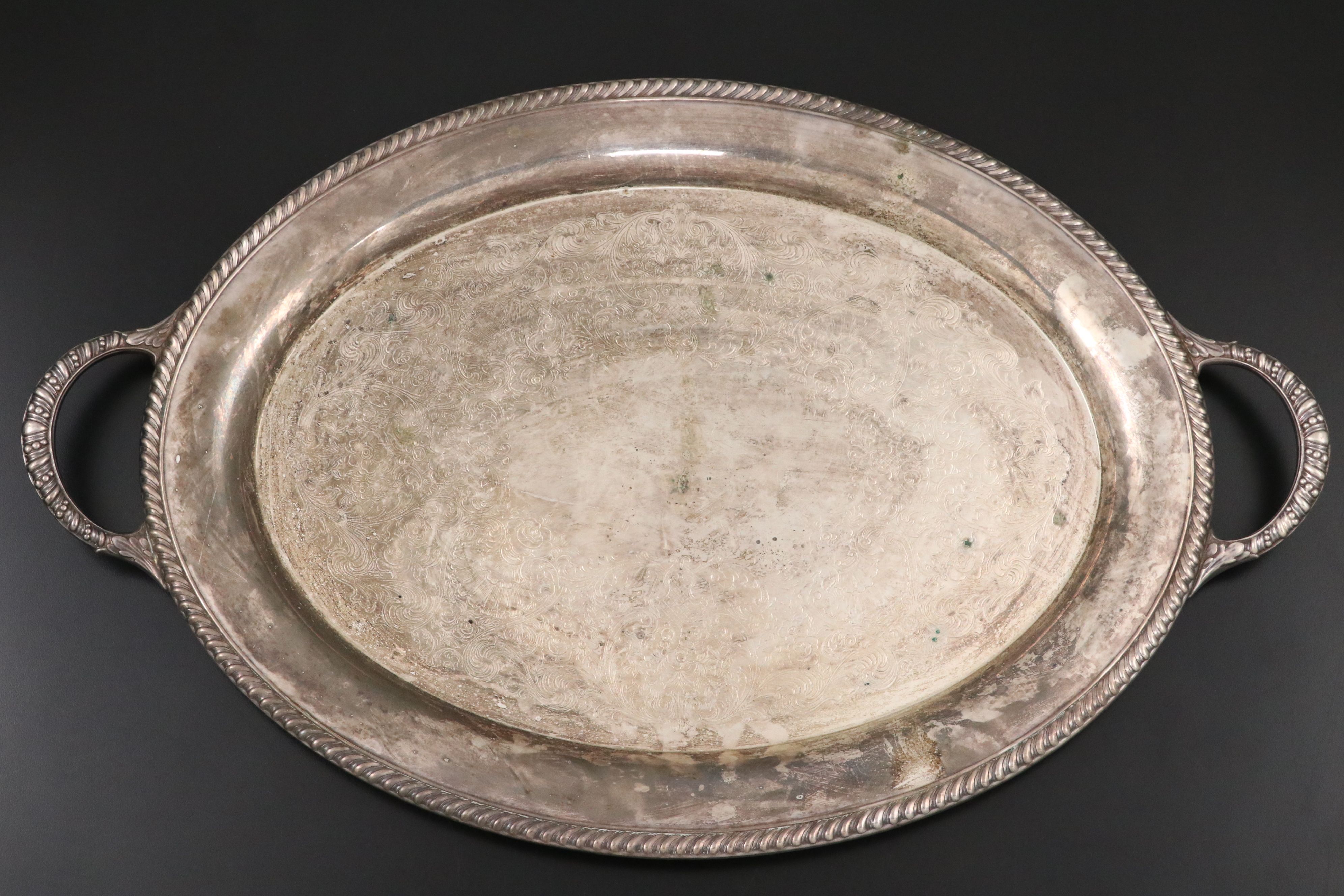 Silver Plate Handled Serving Trays