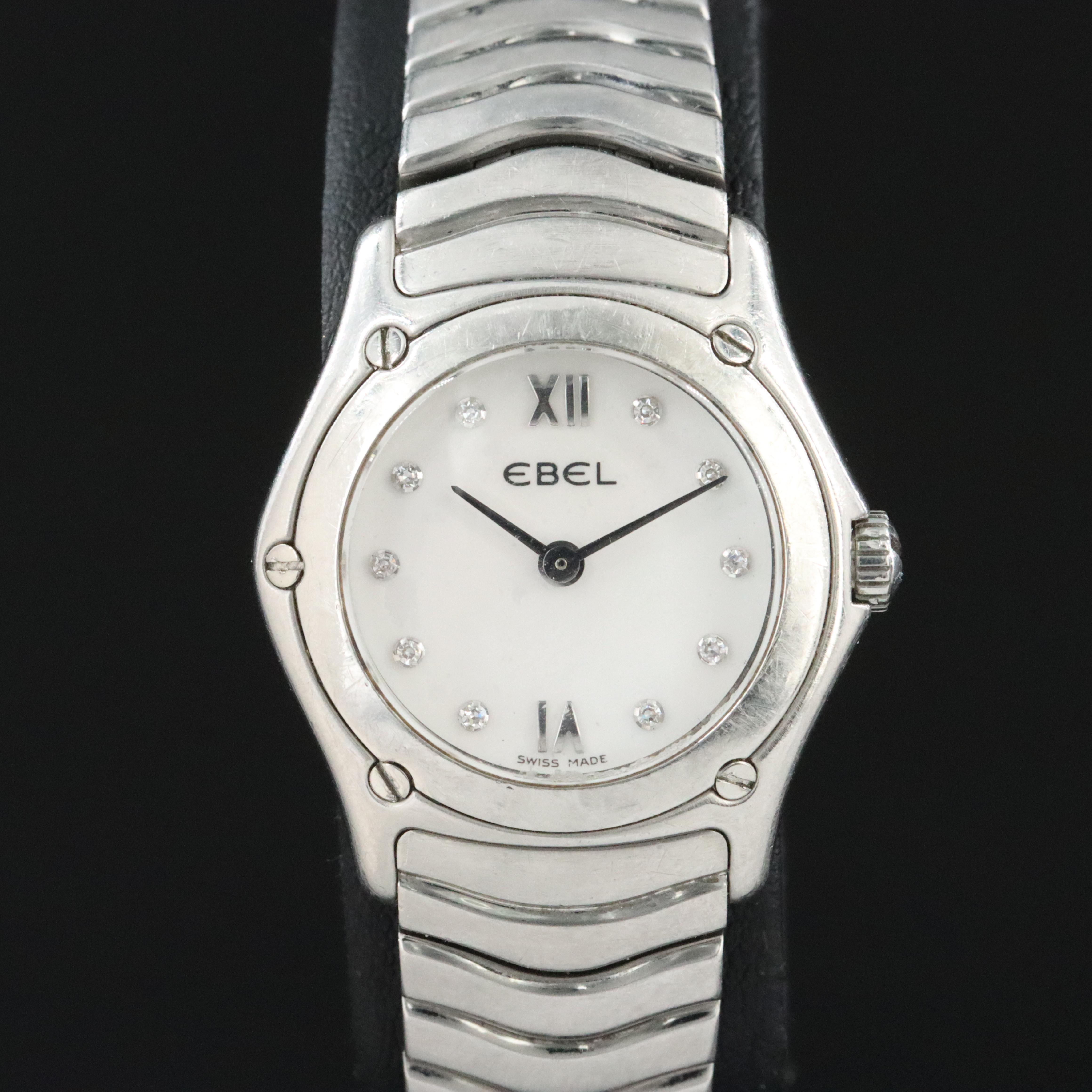 Ebel Mother-of-Pearl Diamond Dial Stainless Steel Model E9157F11 Watch