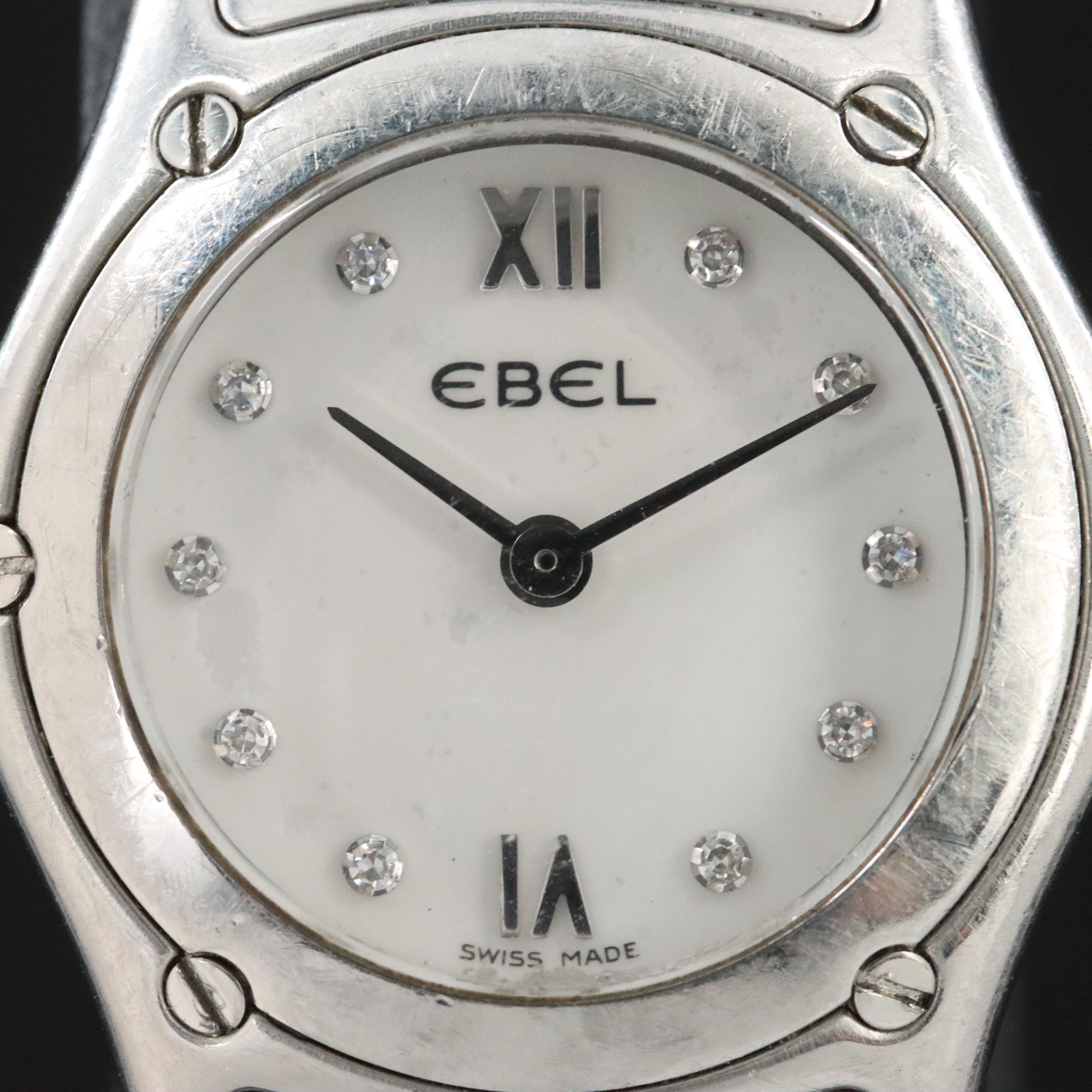 Ebel Mother-of-Pearl Diamond Dial Stainless Steel Model E9157F11 Watch