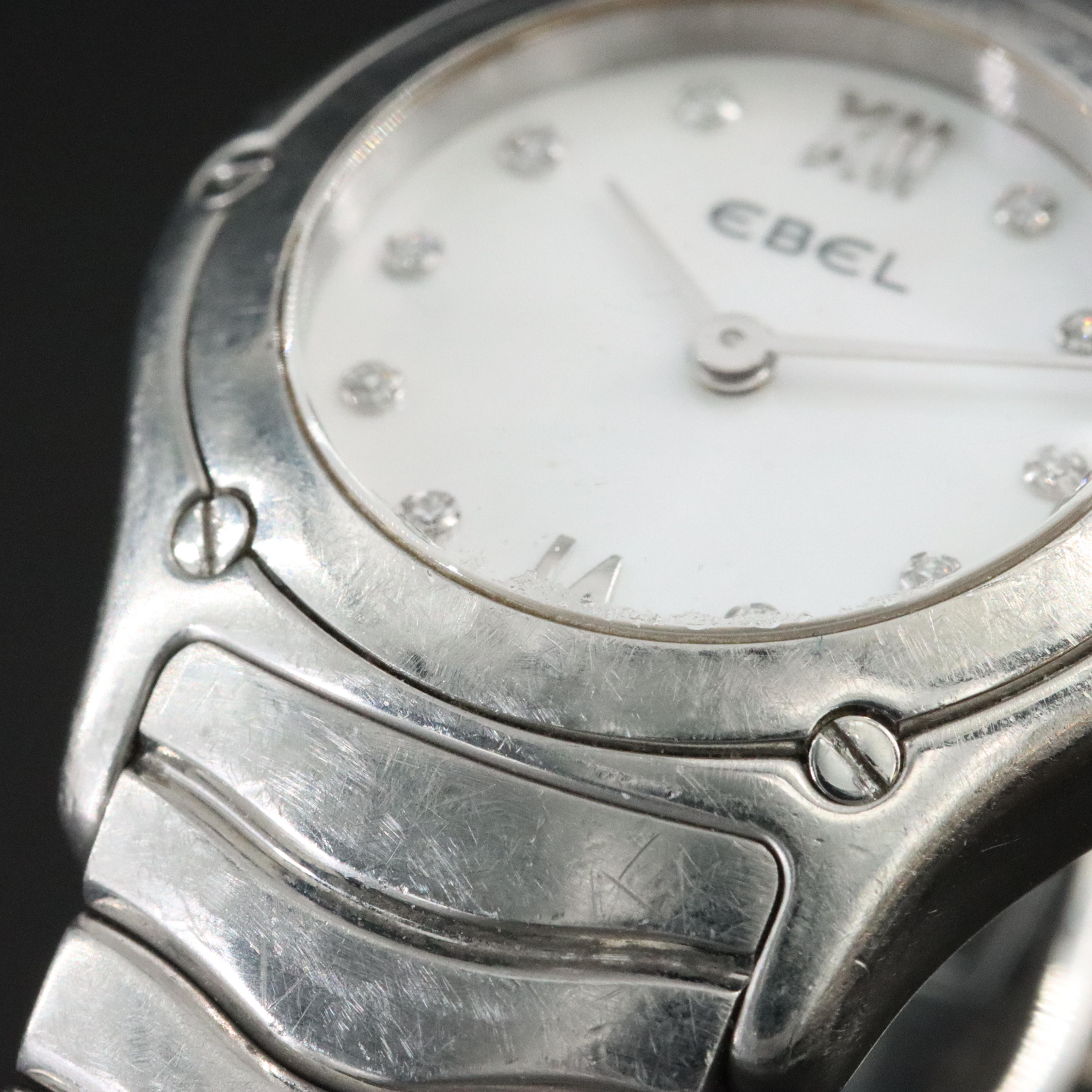 Ebel Mother-of-Pearl Diamond Dial Stainless Steel Model E9157F11 Watch