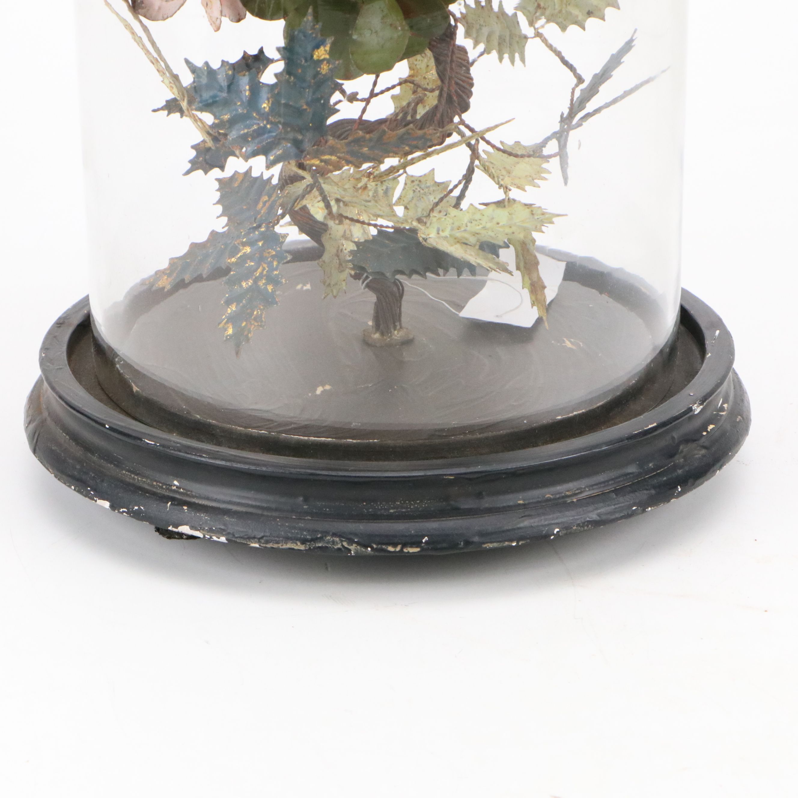 Blue Ocean Traders Victoria Style Toleware Flowers Under Glass Cloche