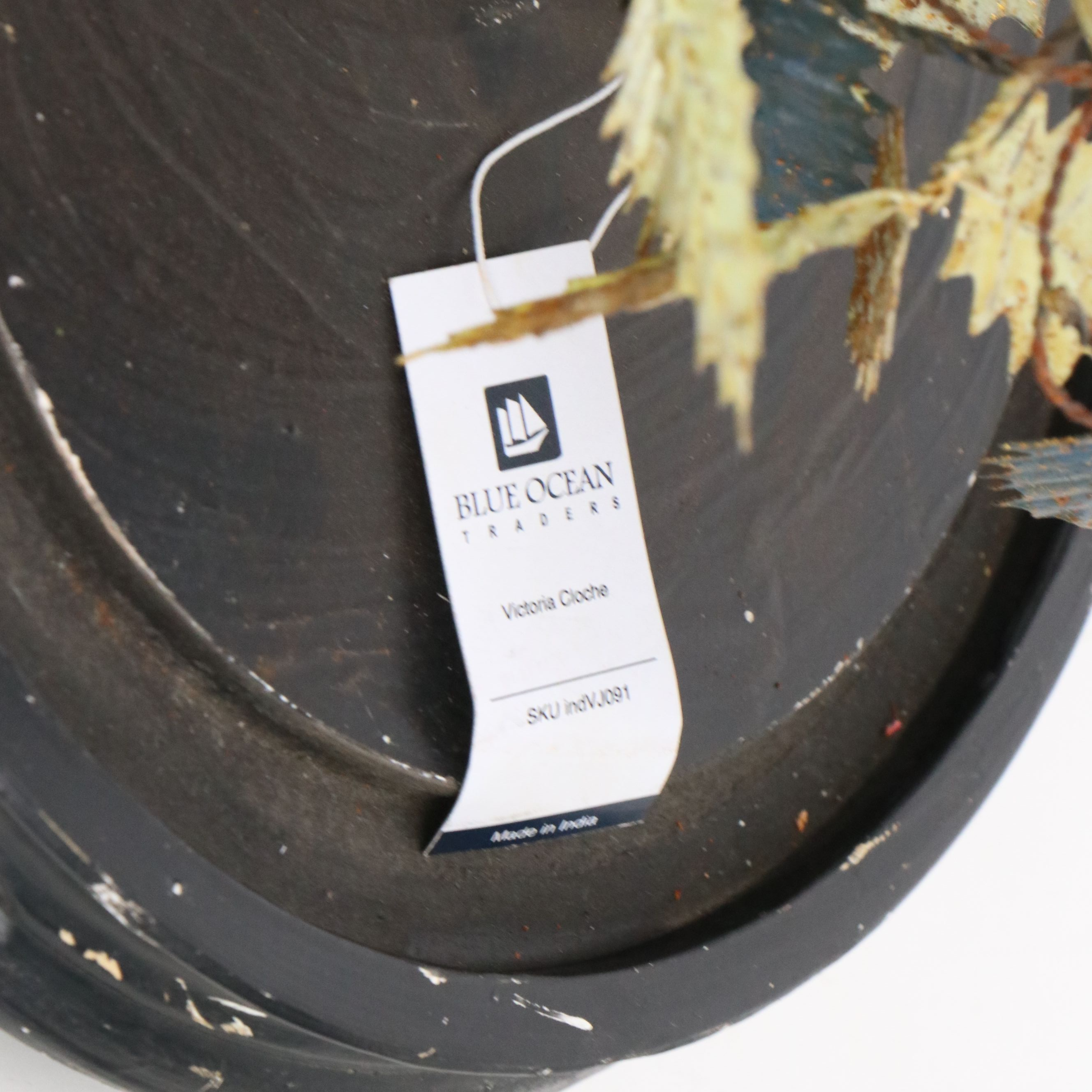 Blue Ocean Traders Victoria Style Toleware Flowers Under Glass Cloche