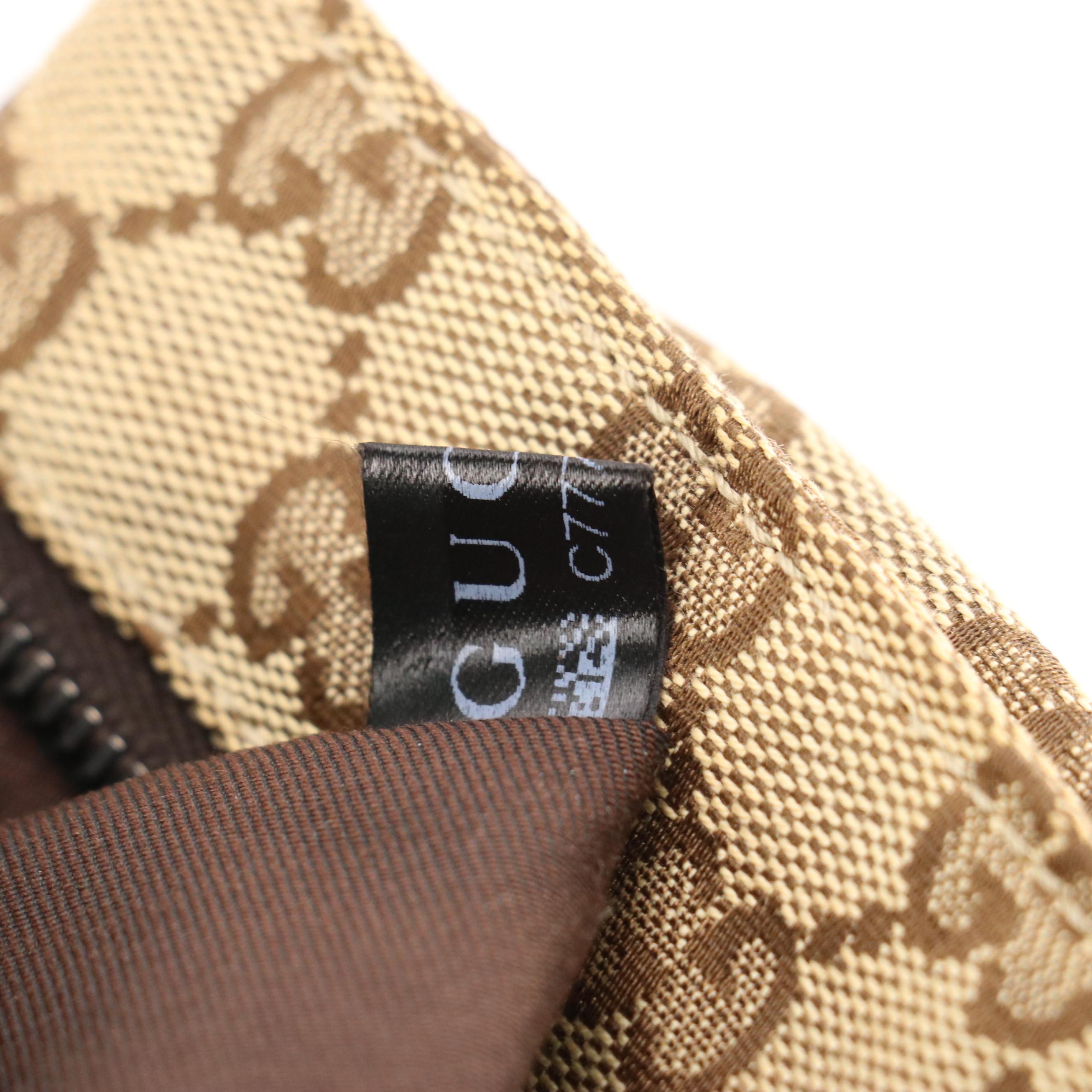 Gucci Double Pocket Belt Bag in Monogram Canvas and Leather Trim