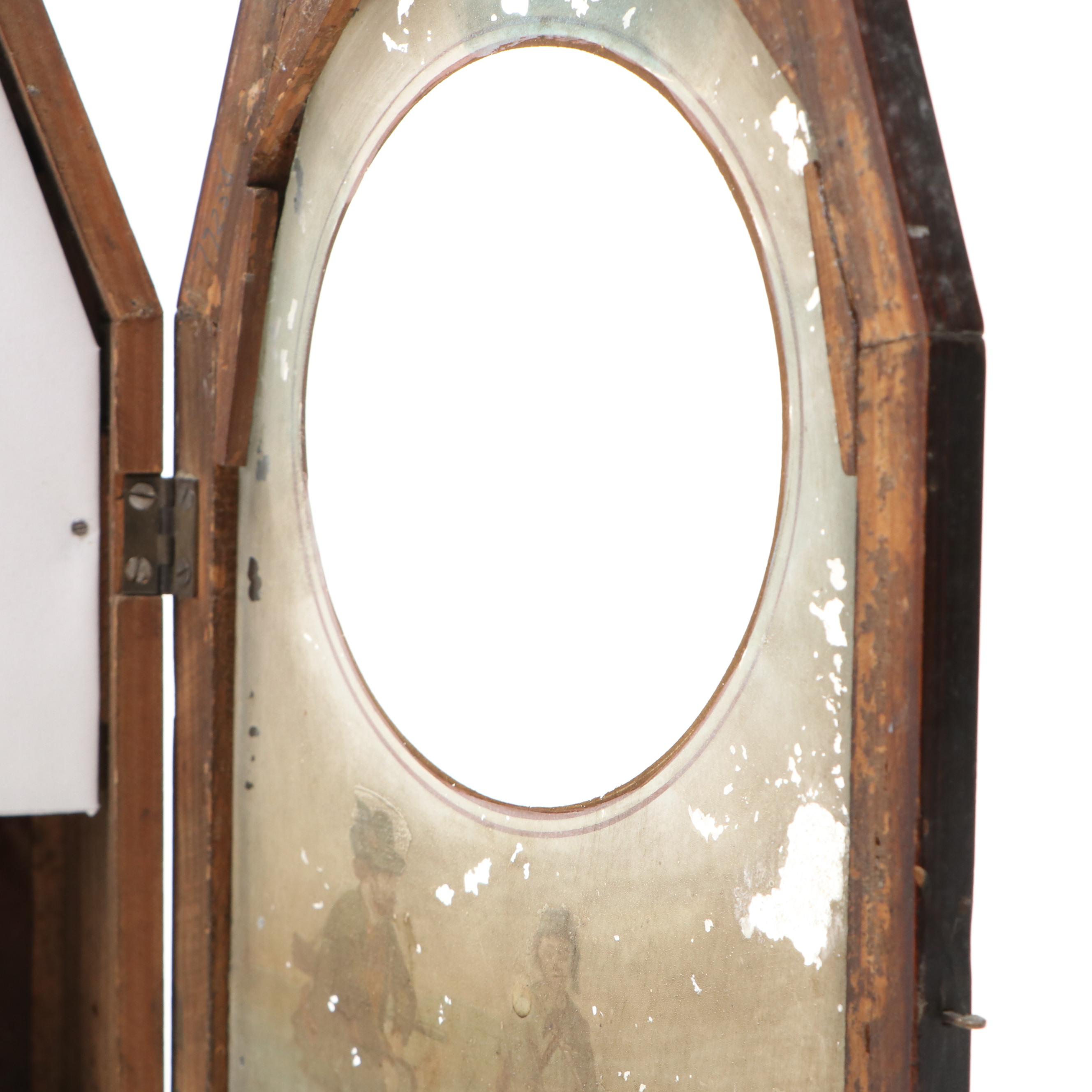 Wooden Mantel Clock with Hunting Scene, Late 19th Century