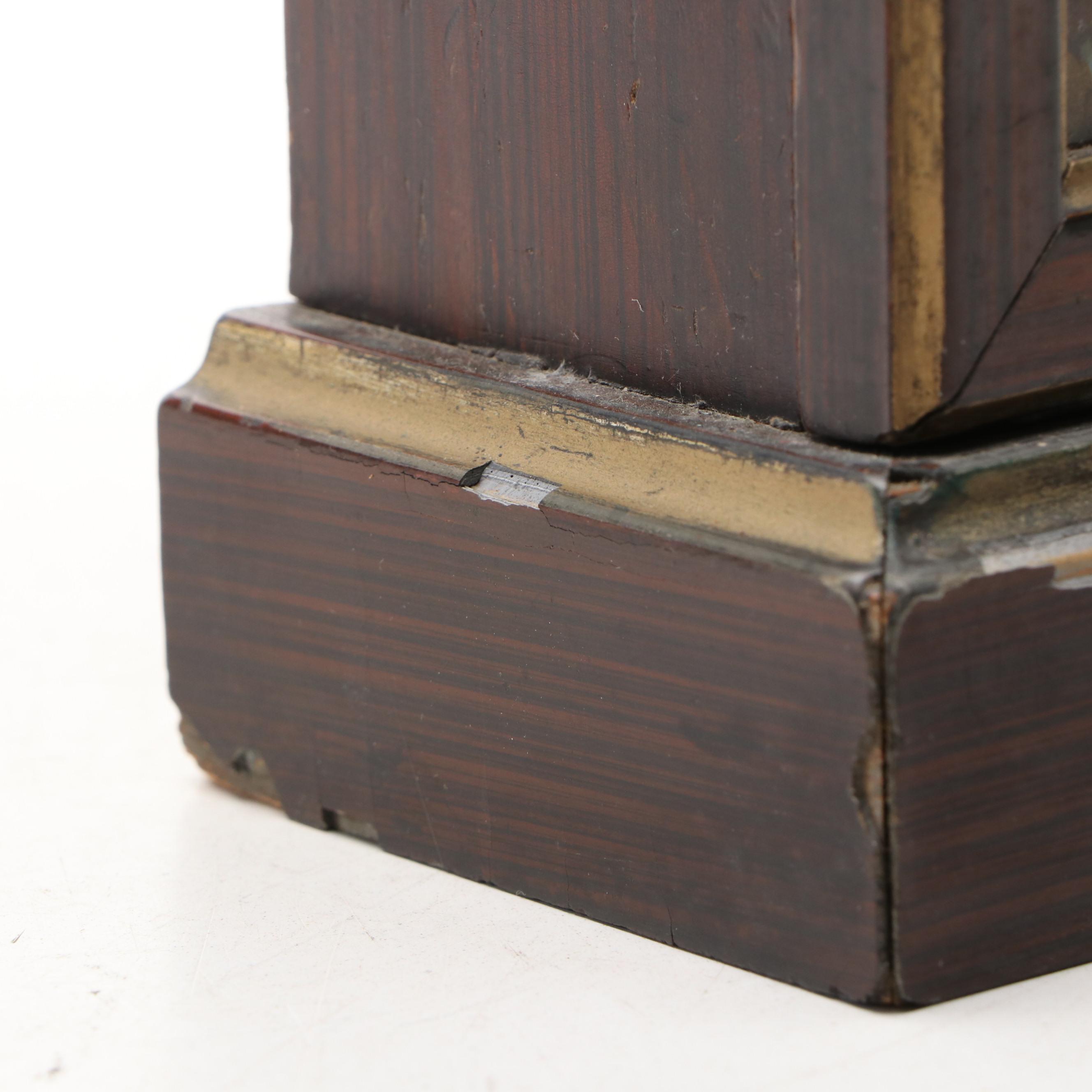 Wooden Mantel Clock with Hunting Scene, Late 19th Century