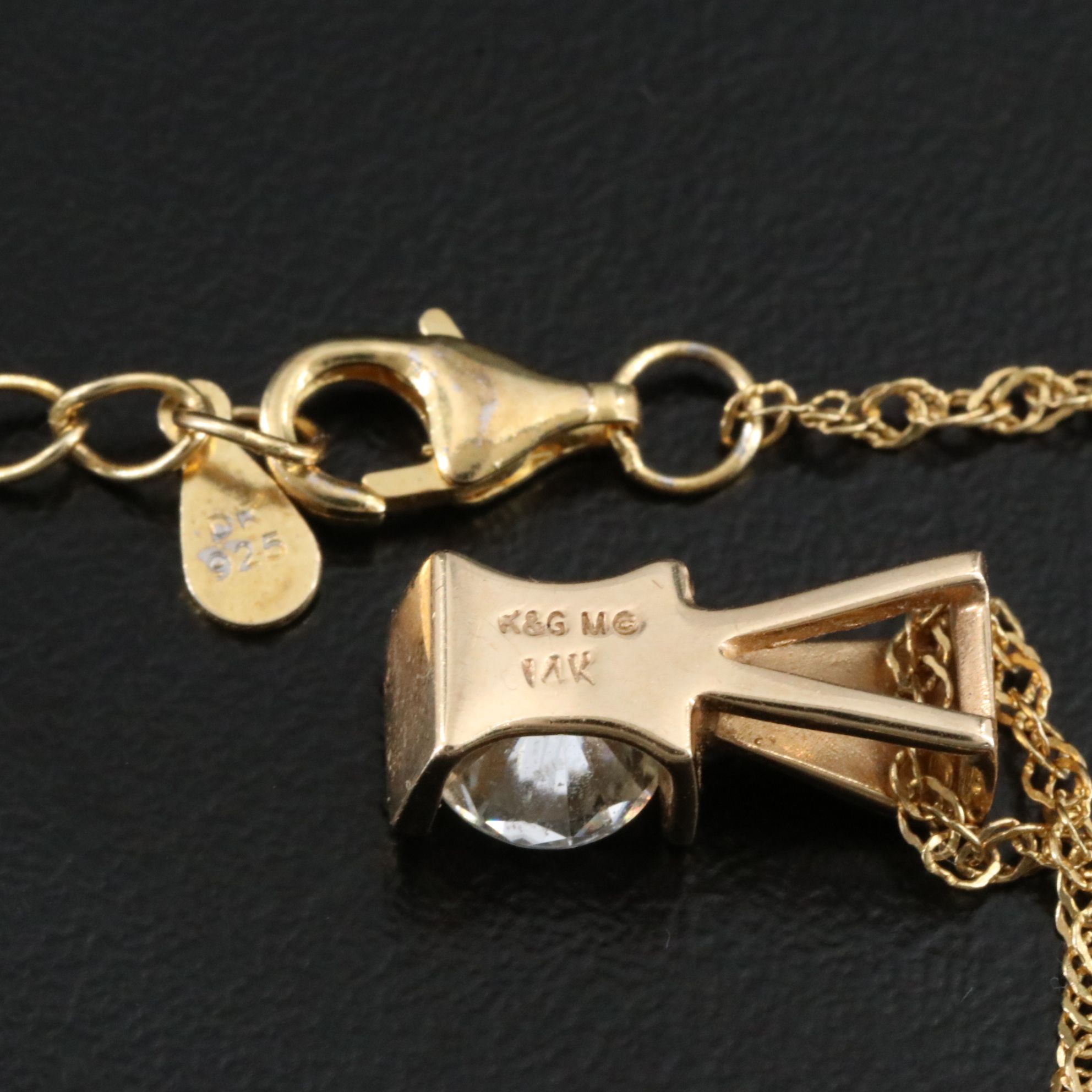 14K Moissanite Solitaire Pendant on Sterling Singapore Necklace