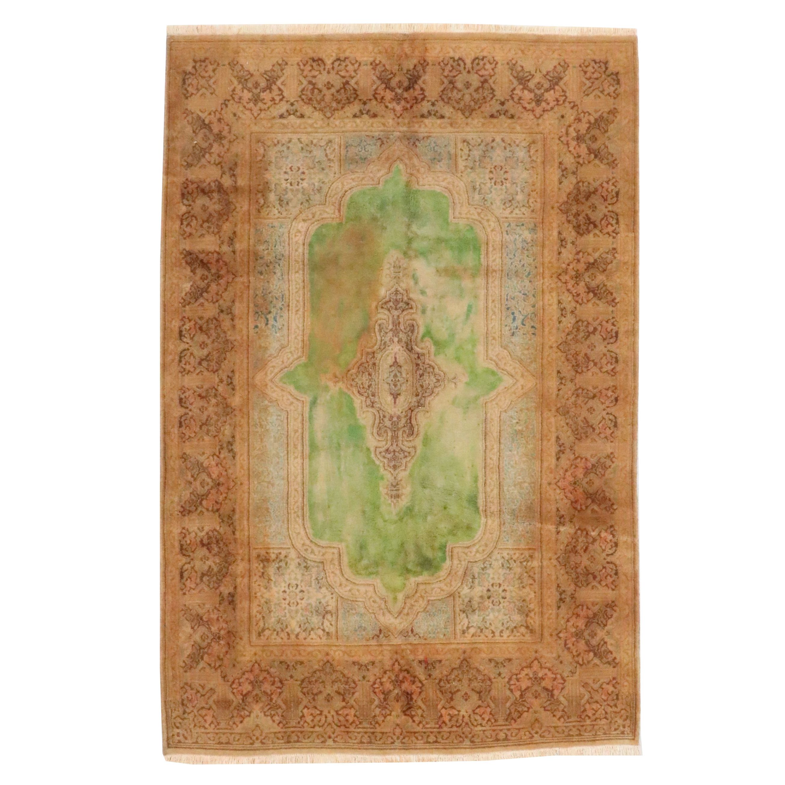 6'4 x 10' Hand-Knotted Persian Kerman Area Rug