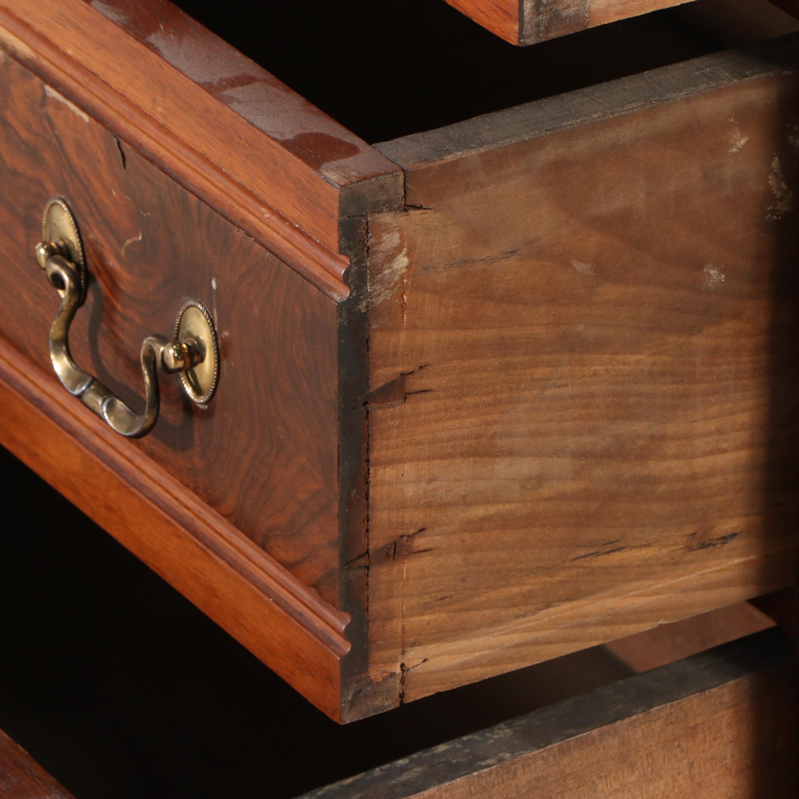 American Federal Style Burl Wood and Walnut Three-Drawer Chest, 19th Century