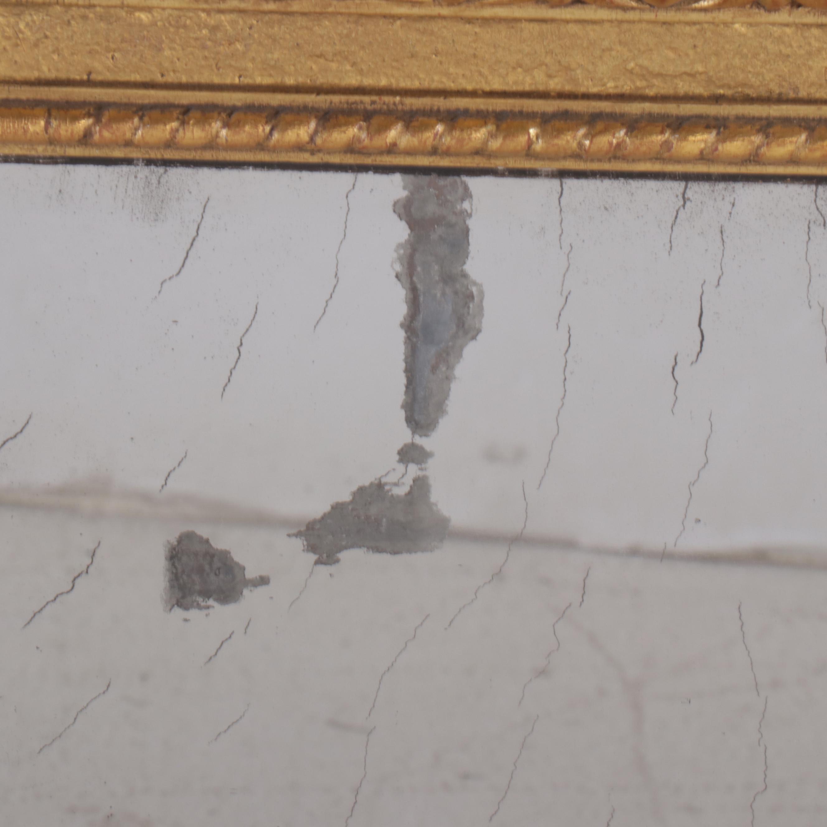 Louis XVI Style Giltwood Overmantel Mirror with Candlestick Insert Brackets