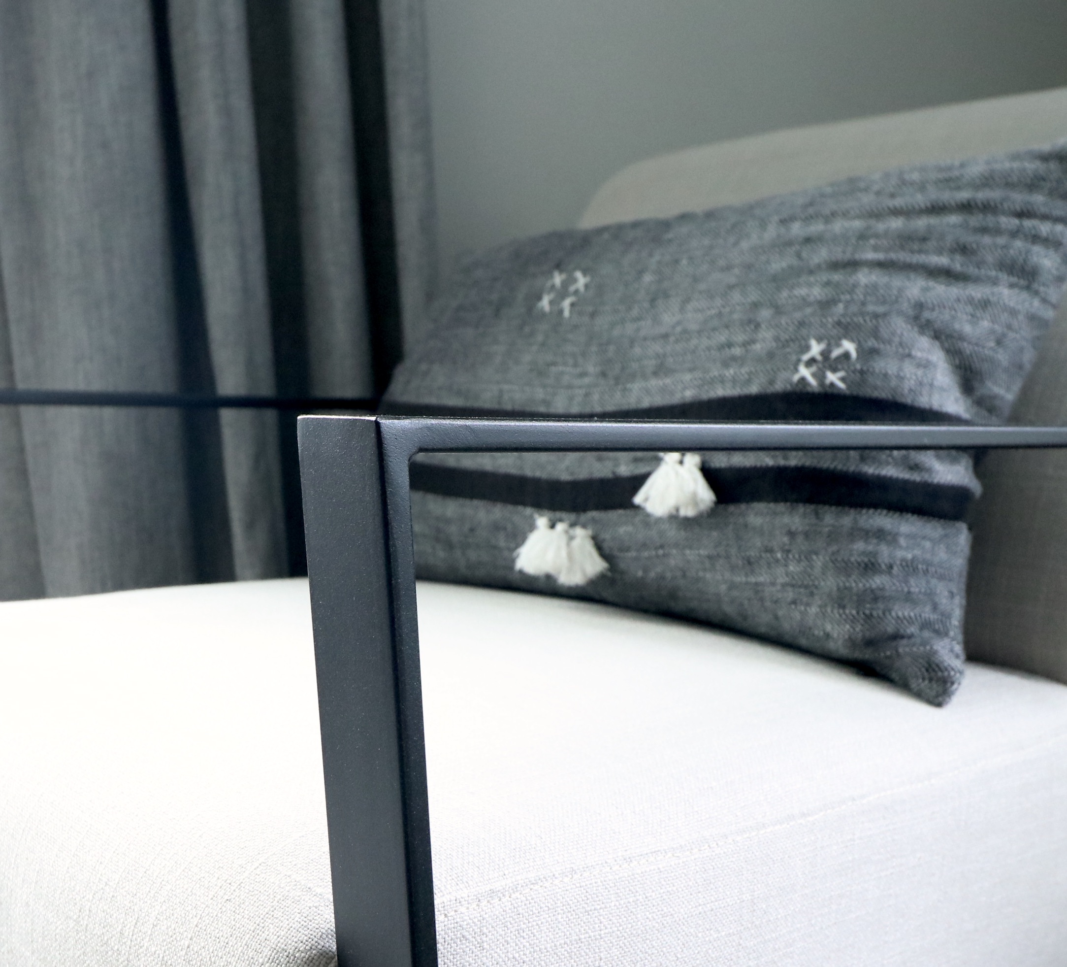 Mercana "Stamford" Metal Frame Upholstered Lounge Chairs and Accent Table