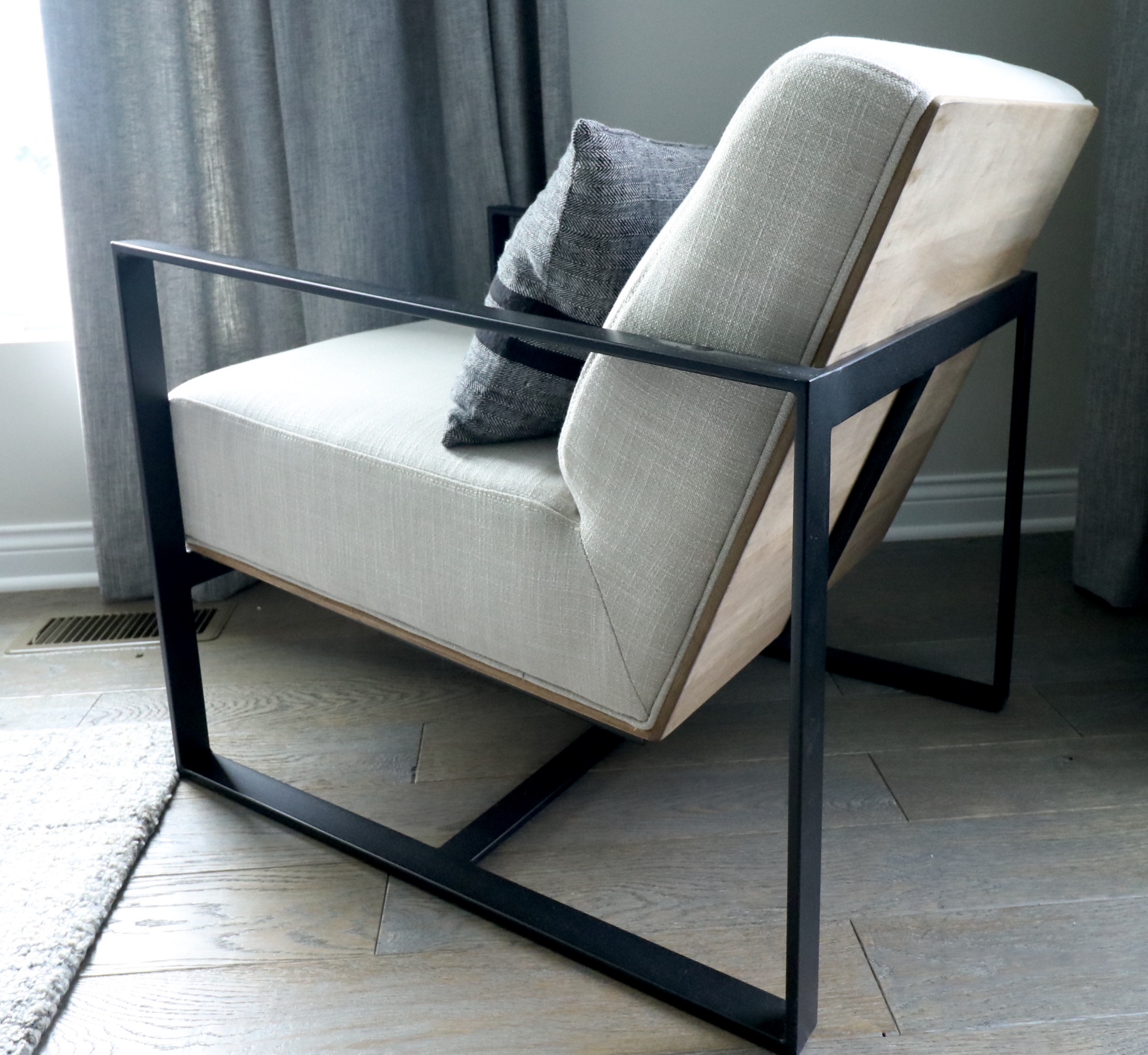 Mercana "Stamford" Metal Frame Upholstered Lounge Chairs and Accent Table