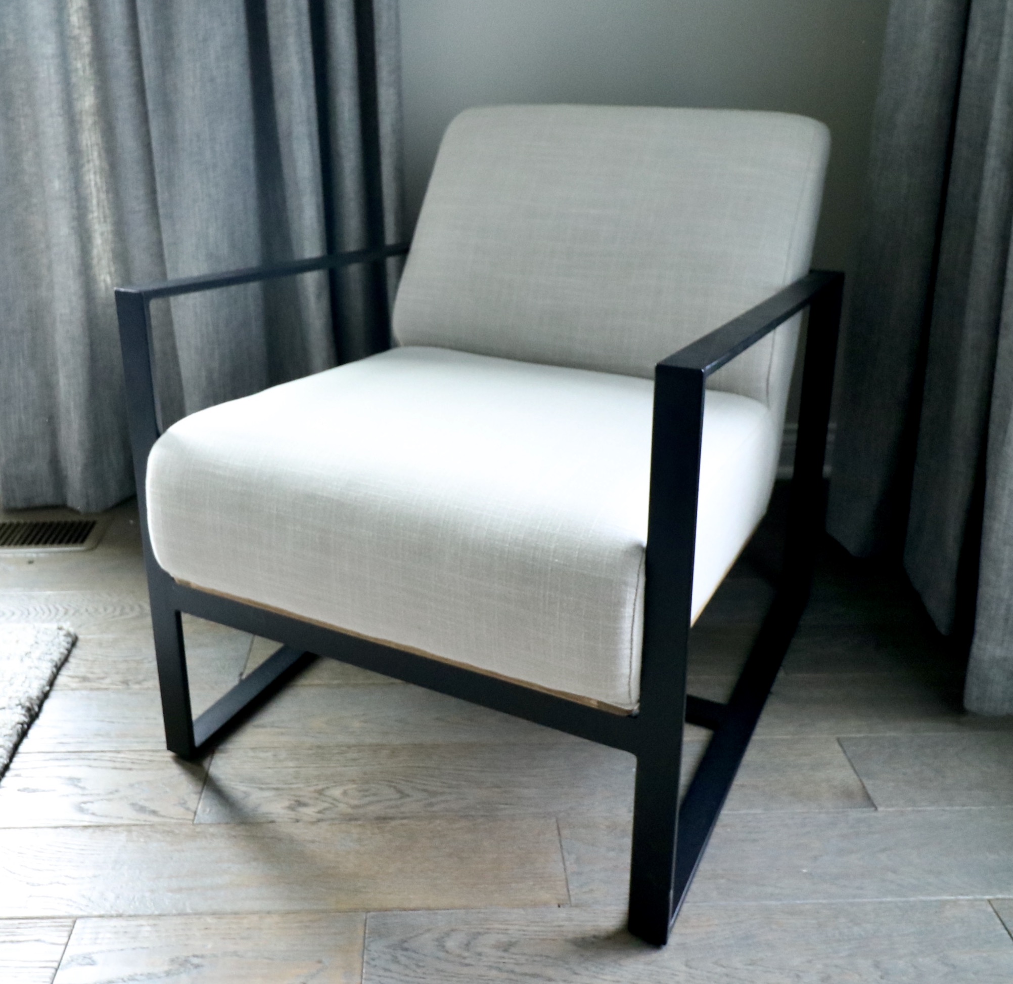 Mercana "Stamford" Metal Frame Upholstered Lounge Chairs and Accent Table