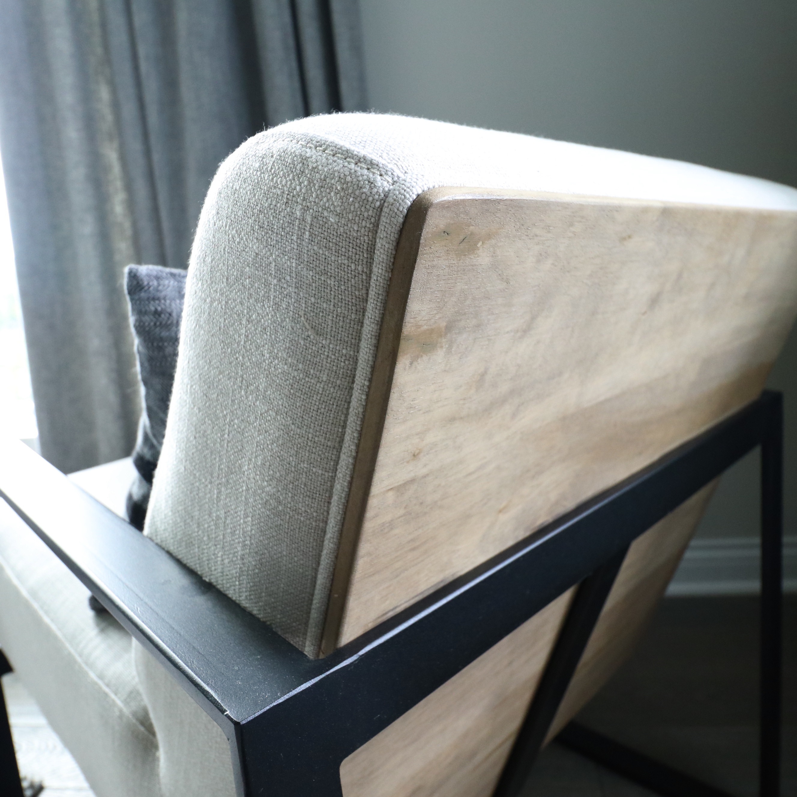 Mercana "Stamford" Metal Frame Upholstered Lounge Chairs and Accent Table