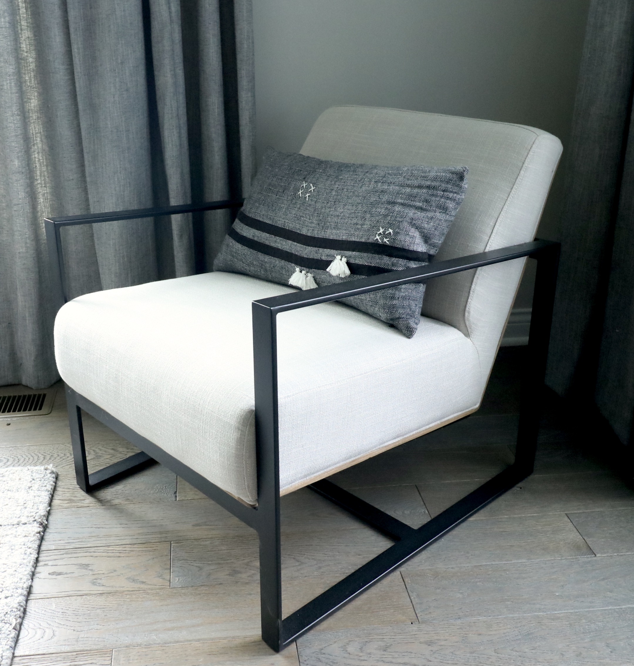 Mercana "Stamford" Metal Frame Upholstered Lounge Chairs and Accent Table