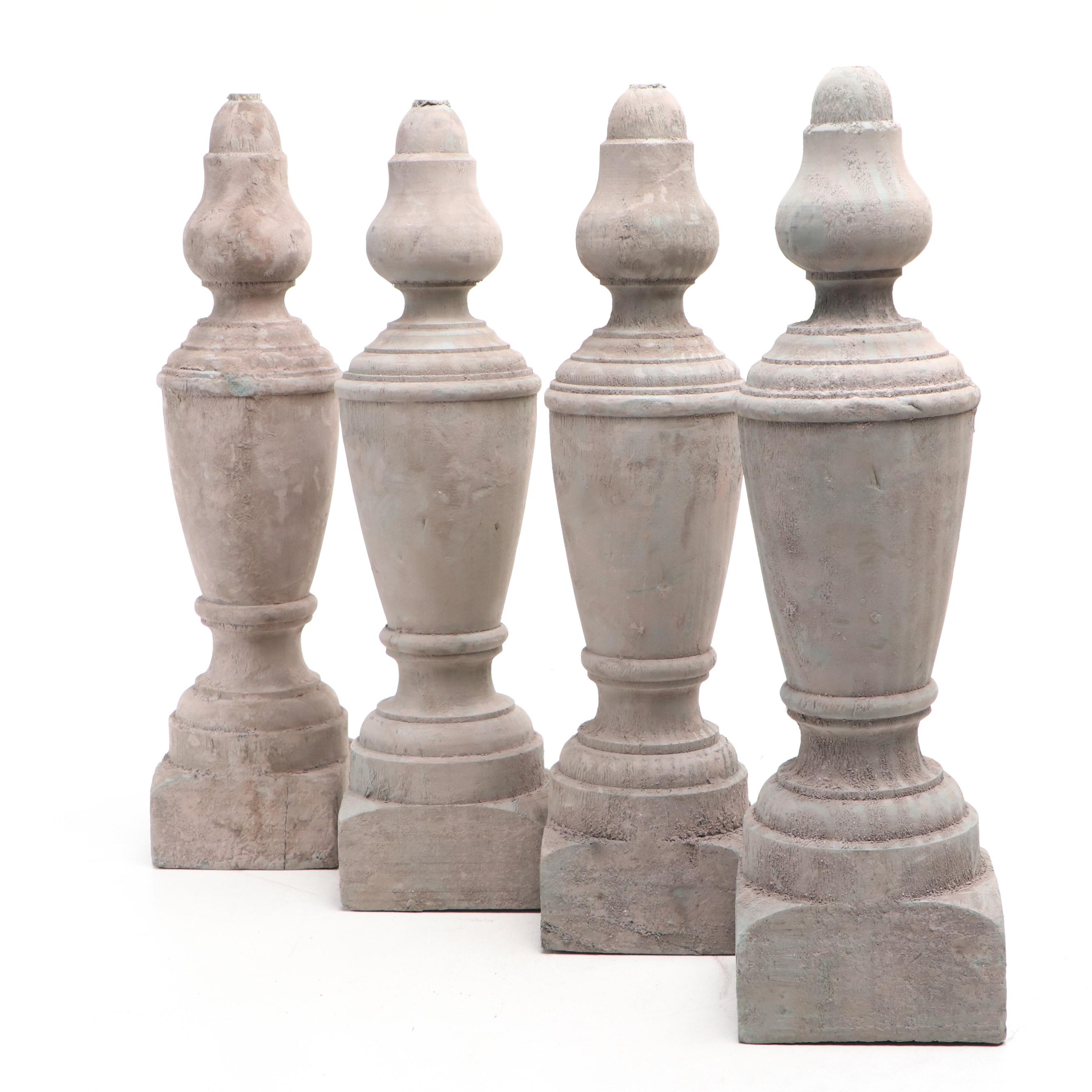 Distressed Carved Wood Finials