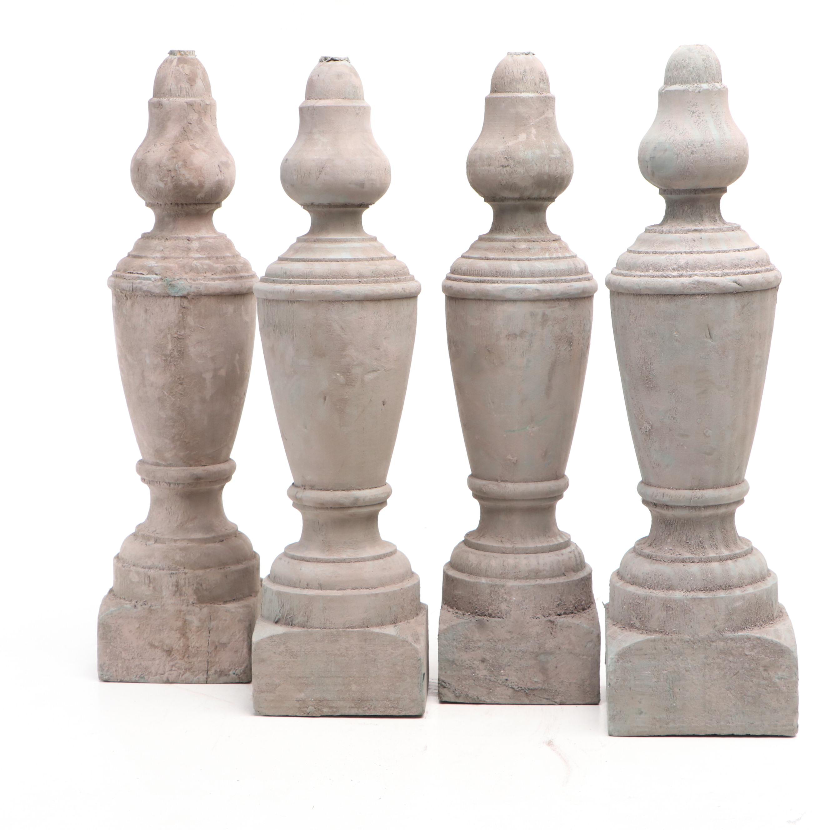 Distressed Carved Wood Finials