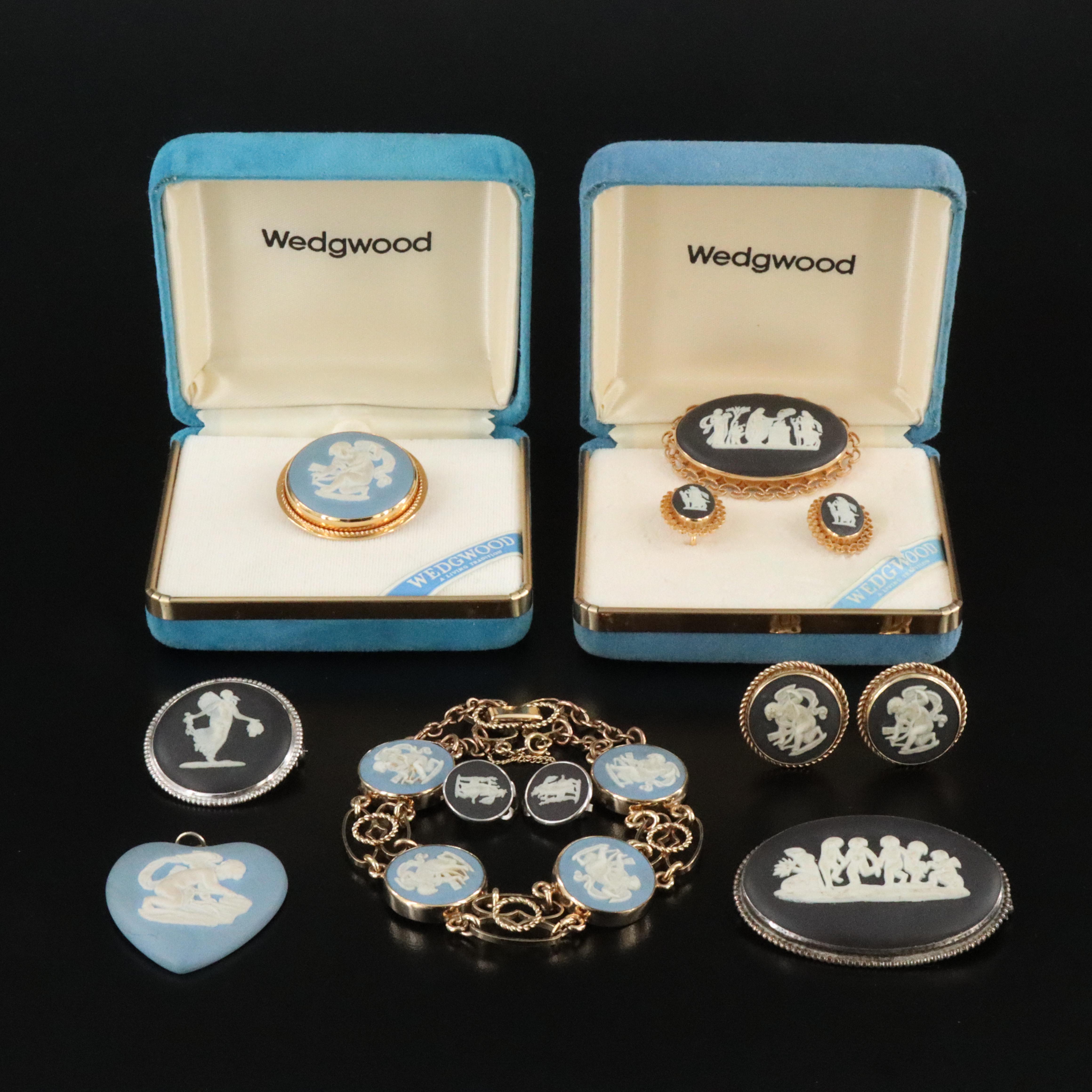 Vintage Wedgwood and Van Dell Jasperware Jewelry Collection