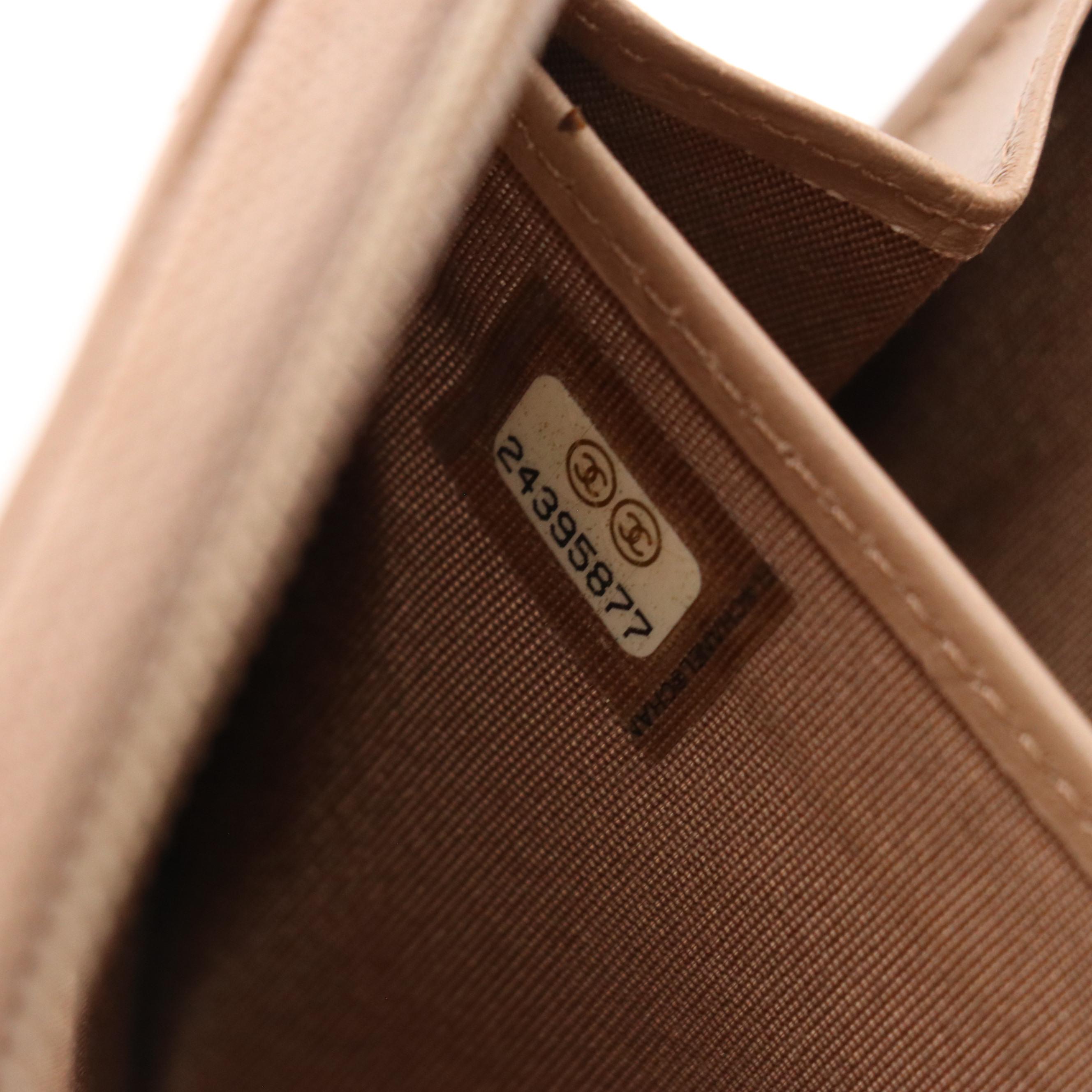 Chanel Zip Around Boy Wallet in Mocha Brown Chevron Quilted Caviar Leather