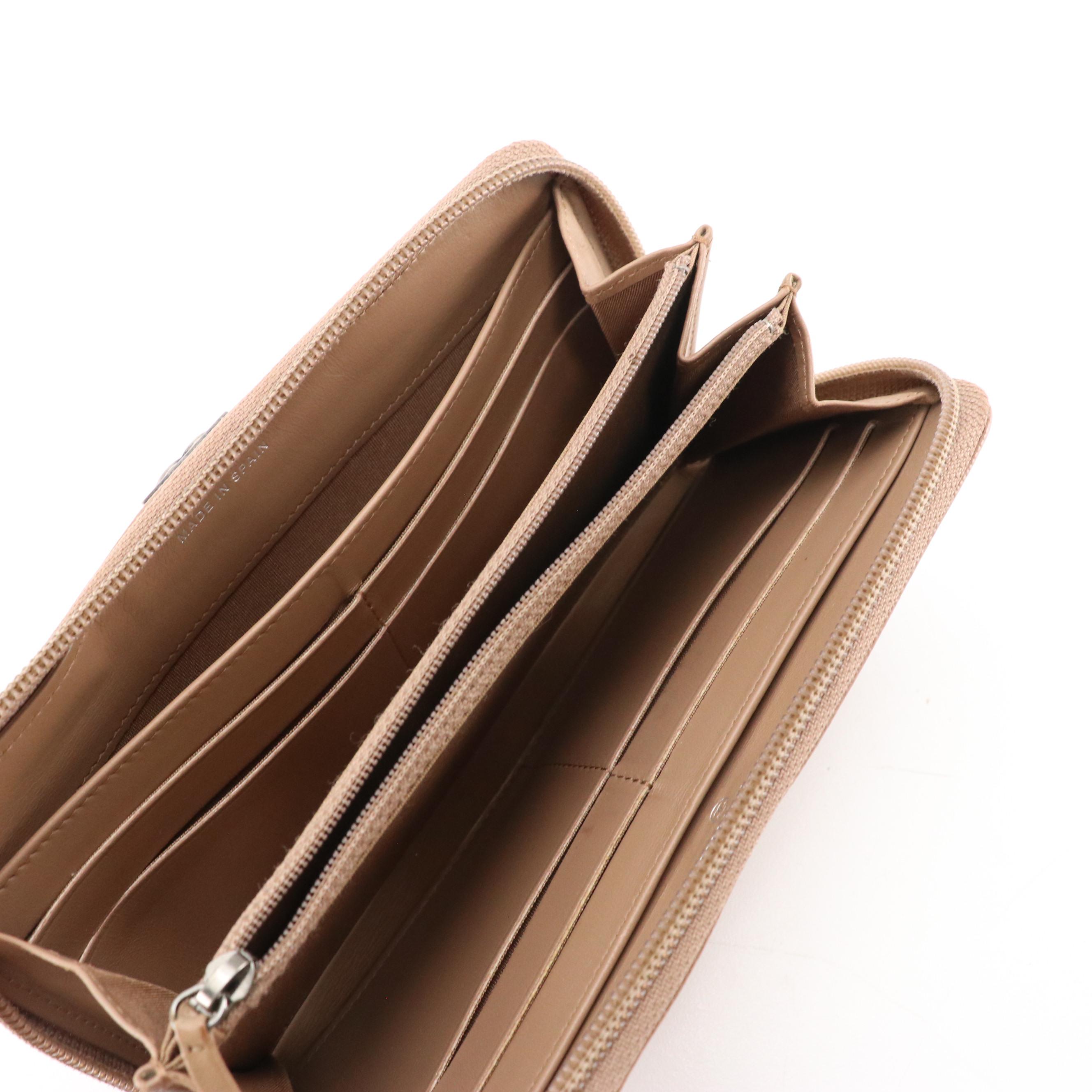 Chanel Zip Around Boy Wallet in Mocha Brown Chevron Quilted Caviar Leather