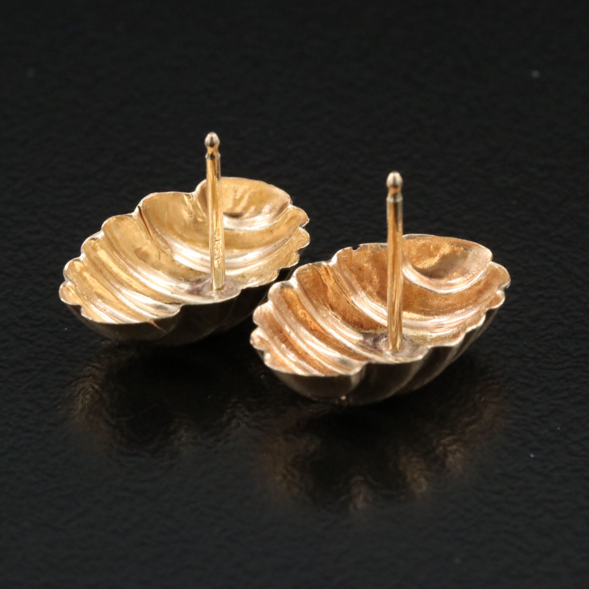 14K Fluted Earrings