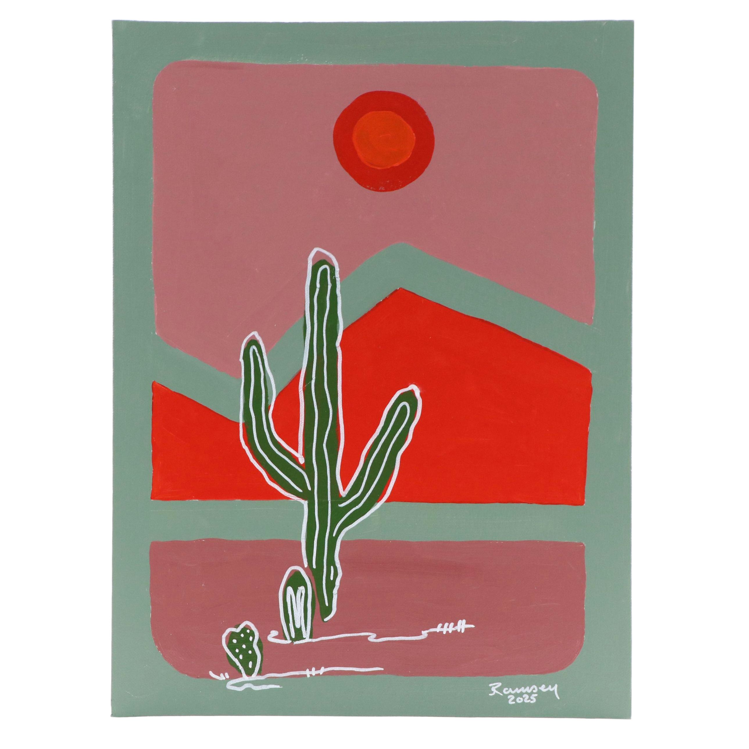 Joshua Ramsey Western Landscape Acrylic Painting "Desert Sunset," 2025
