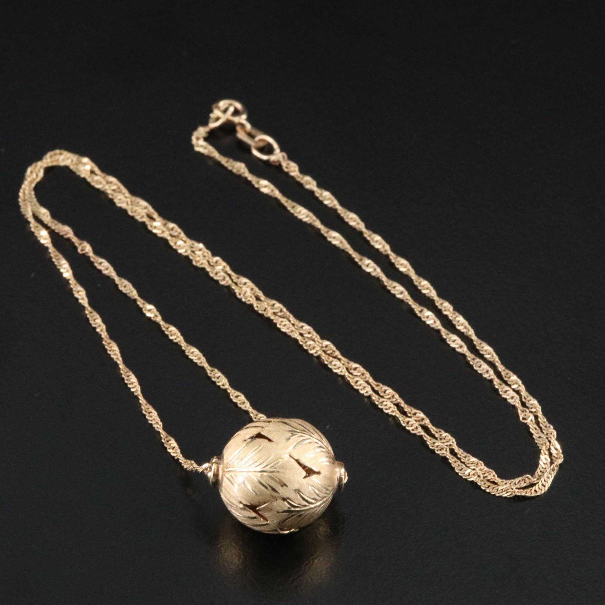 14K Leaf Bead Necklace