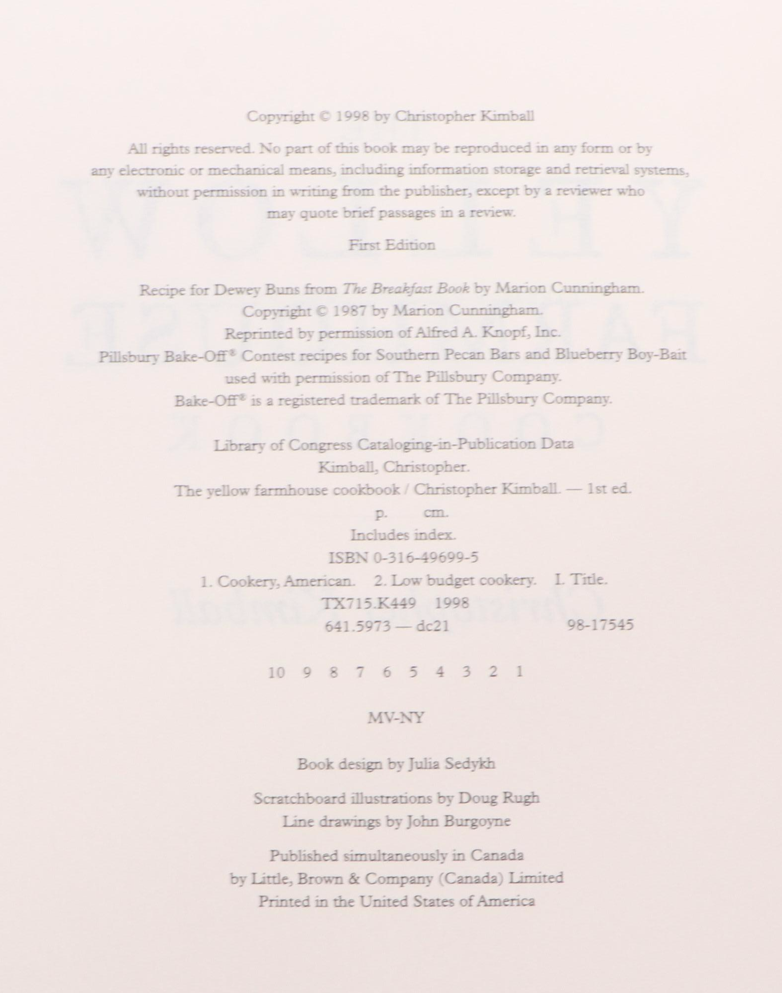 First Edition "The Yellow Farmhouse Cookbook" by Christopher Kimball and More