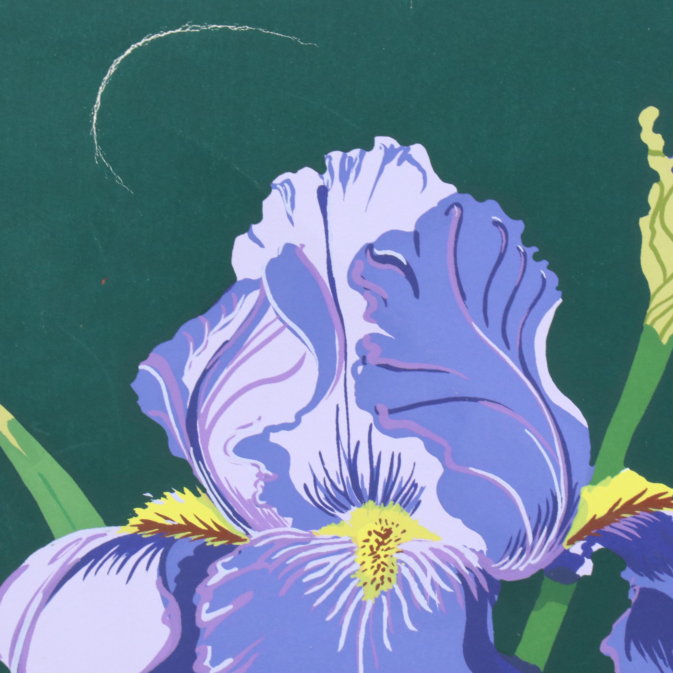 Tjelda Michas Serigraphs "Purple Iris" and "Japanese Iris," 1983