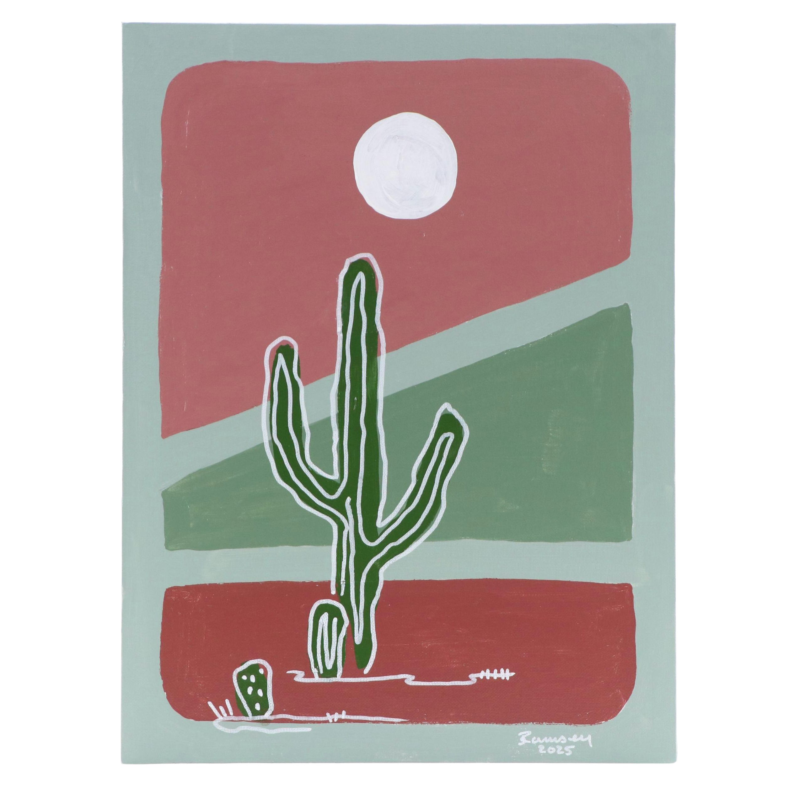 Joshua Ramsey Western Landscape Acrylic Painting "Desert Moon Rise," 2025