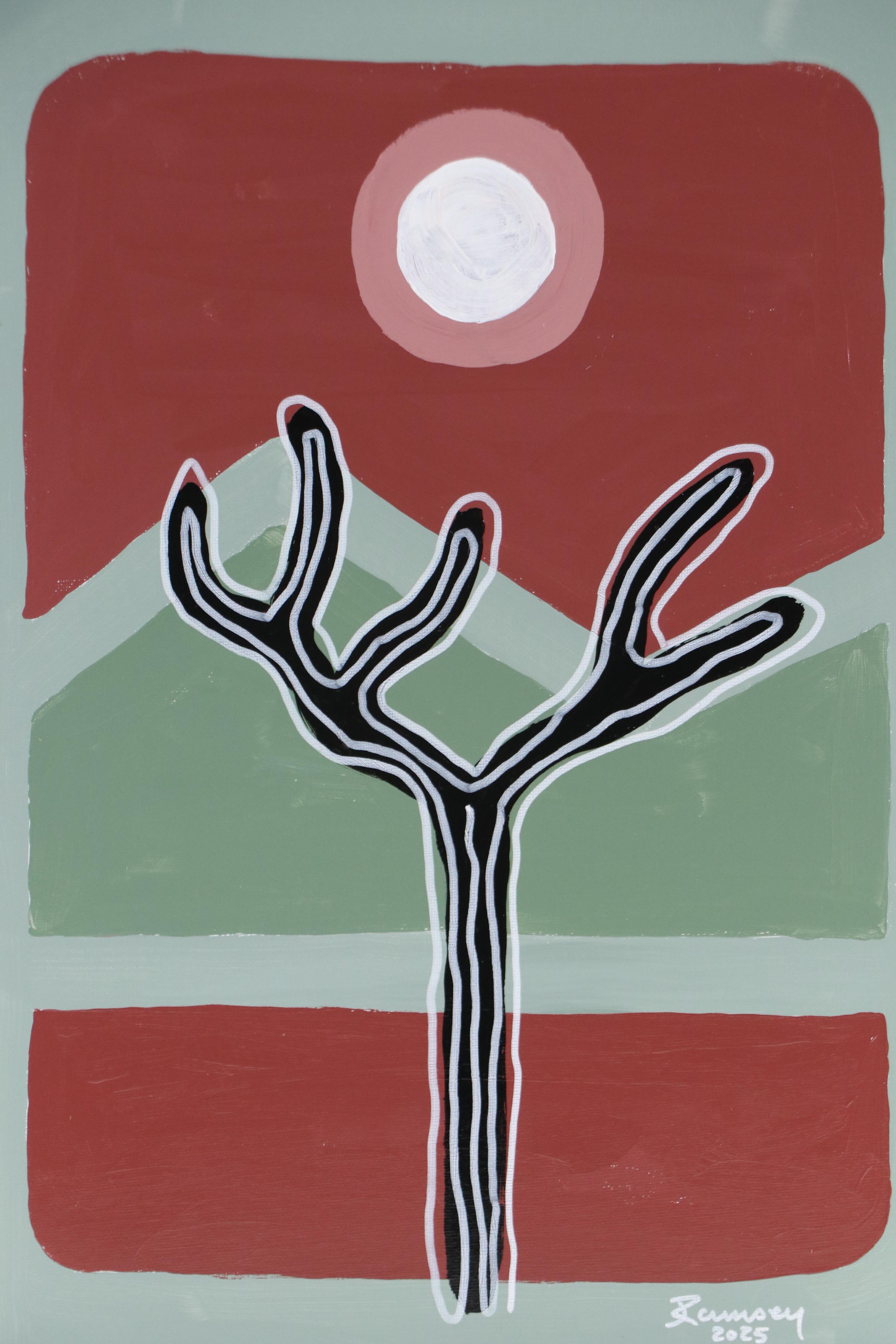Joshua Ramsey Western Landscape Acrylic Painting "Joshua Tree Moon Rise," 2025