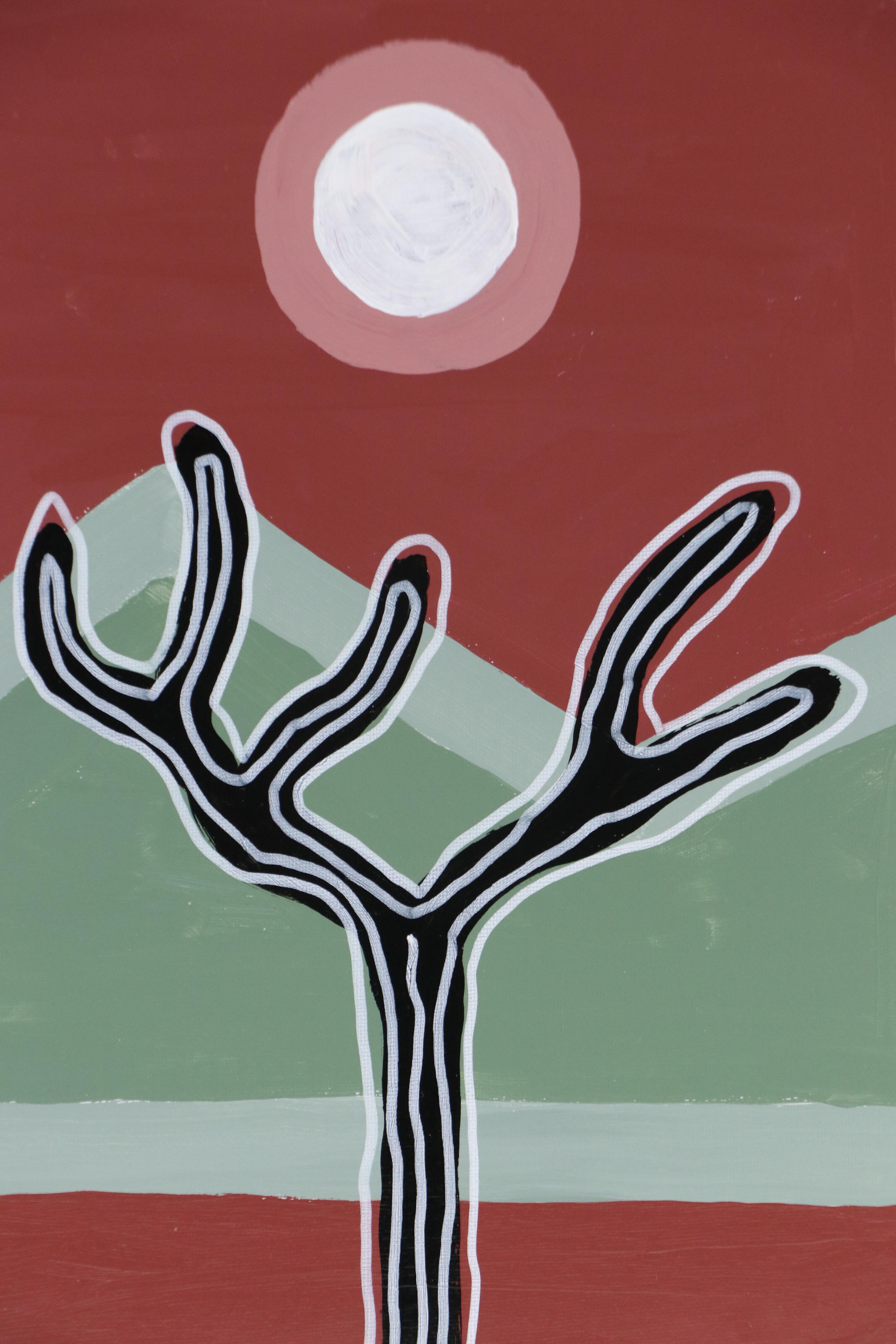 Joshua Ramsey Western Landscape Acrylic Painting "Joshua Tree Moon Rise," 2025
