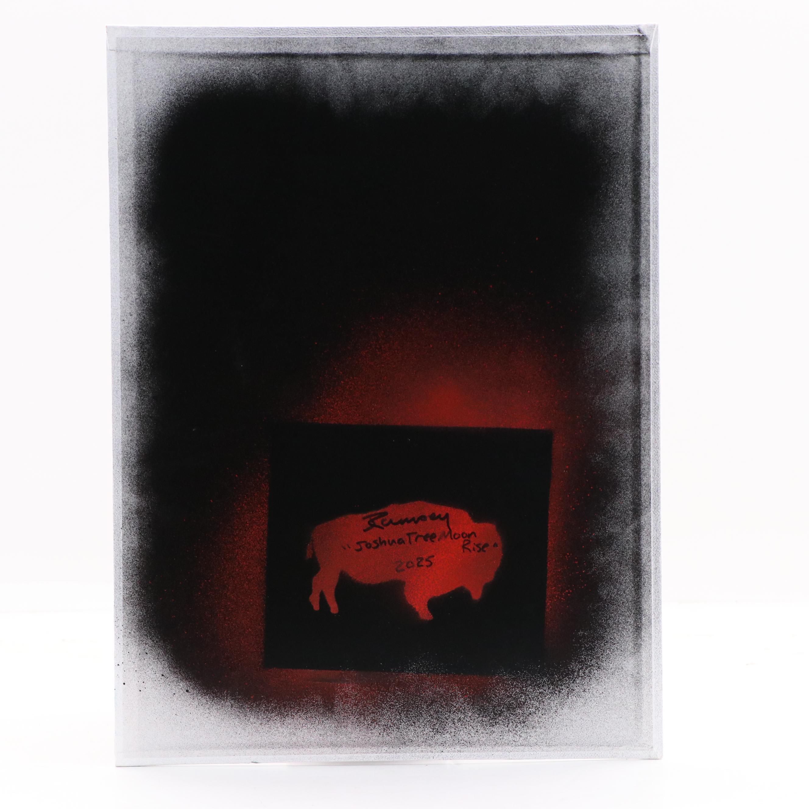 Joshua Ramsey Western Landscape Acrylic Painting "Joshua Tree Moon Rise," 2025