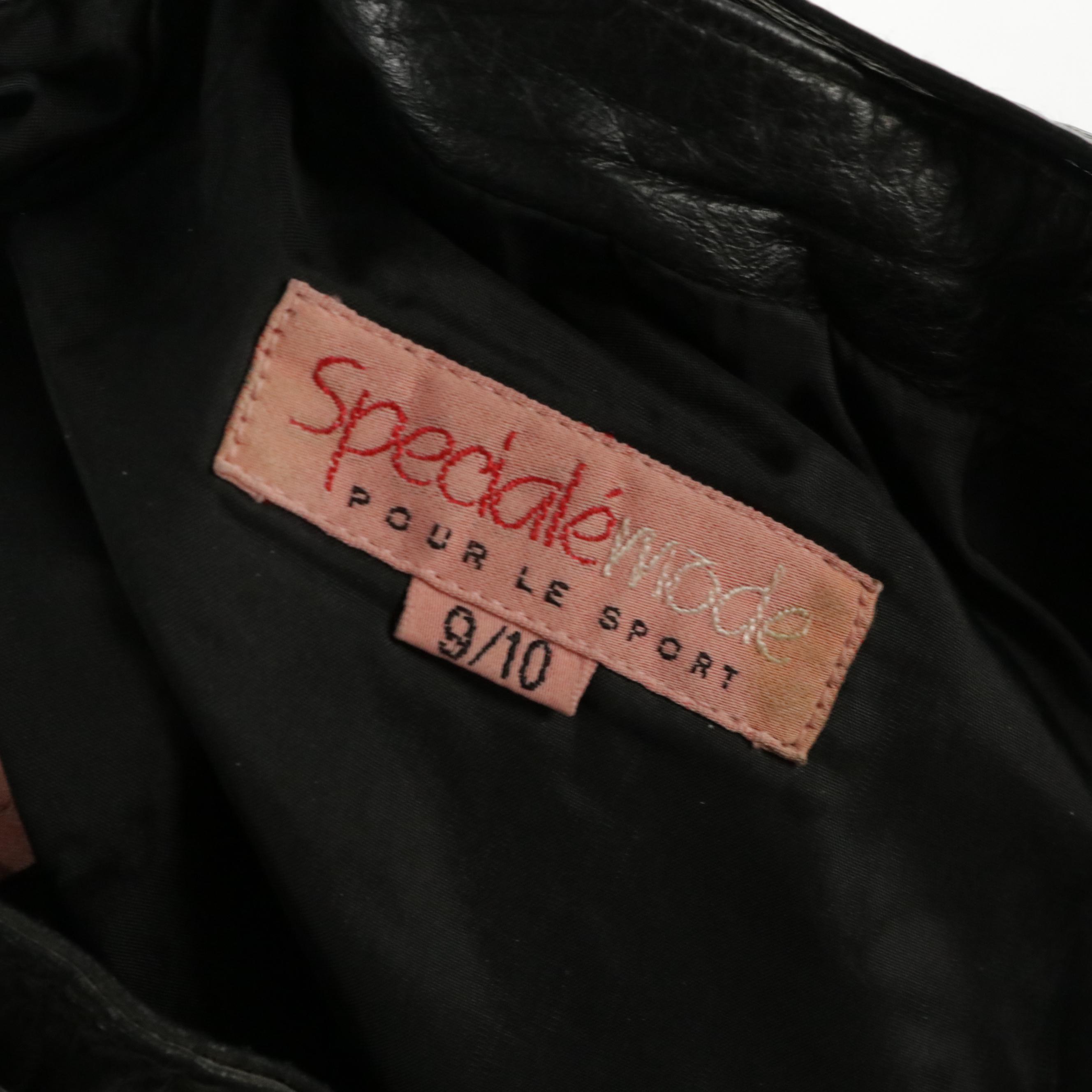 Specialé Mode Black Leather Belted Mini Skirt