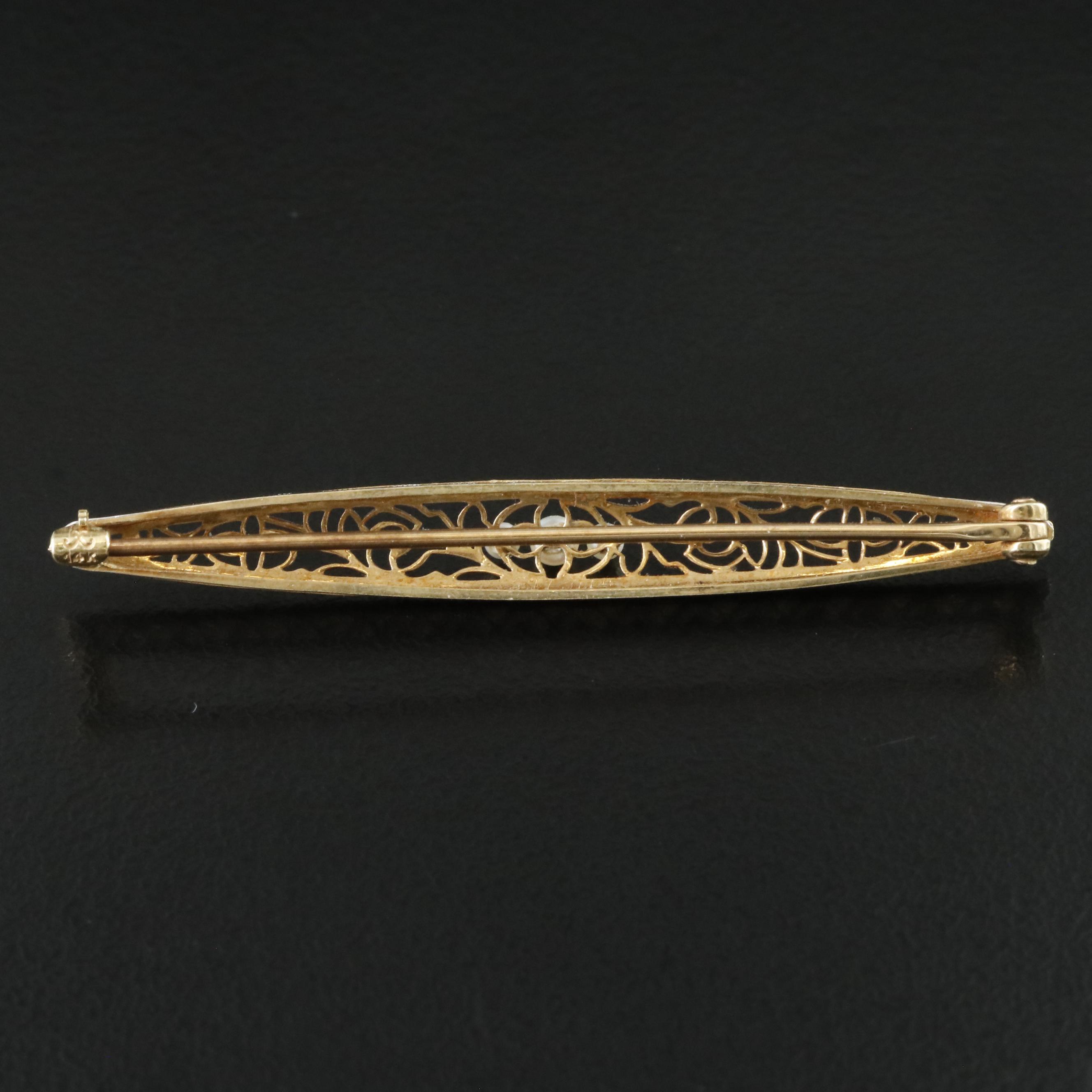 Antique 14k Krementz Seed Pearl Pin with Platinum Top