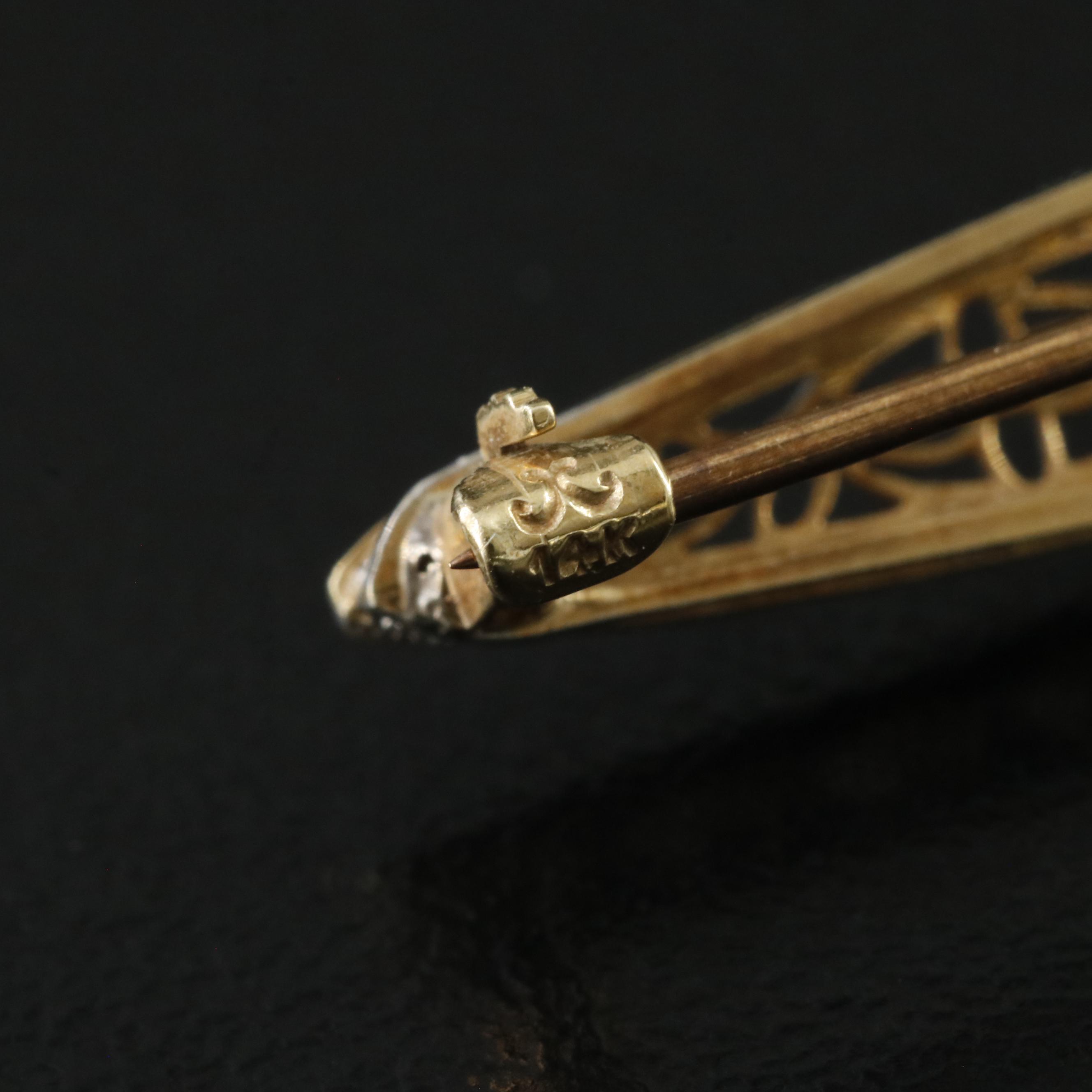 Antique 14k Krementz Seed Pearl Pin with Platinum Top