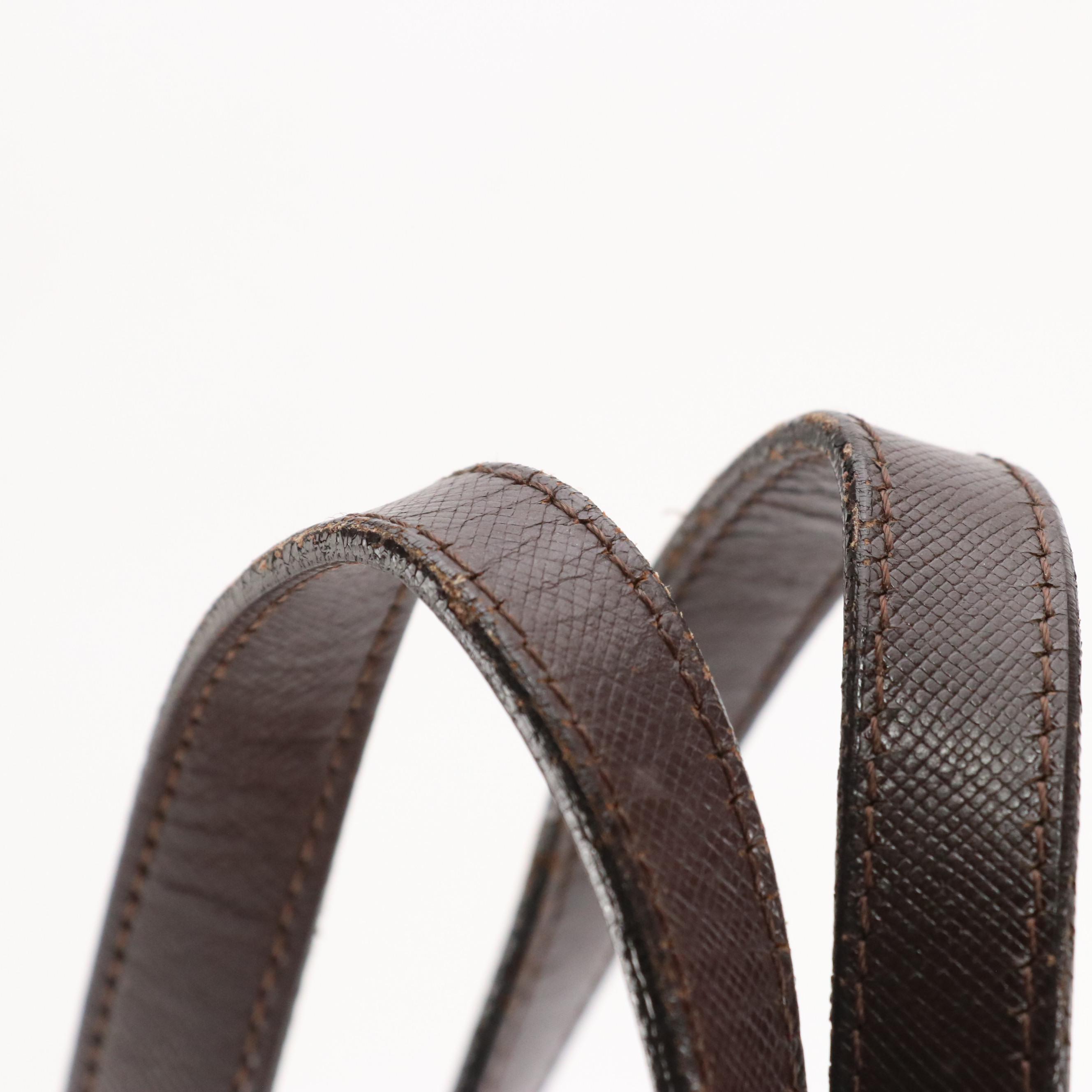 Burberrys Shoulder Bag in Haymarket Check Canvas and Dark Brown Saffiano Leather