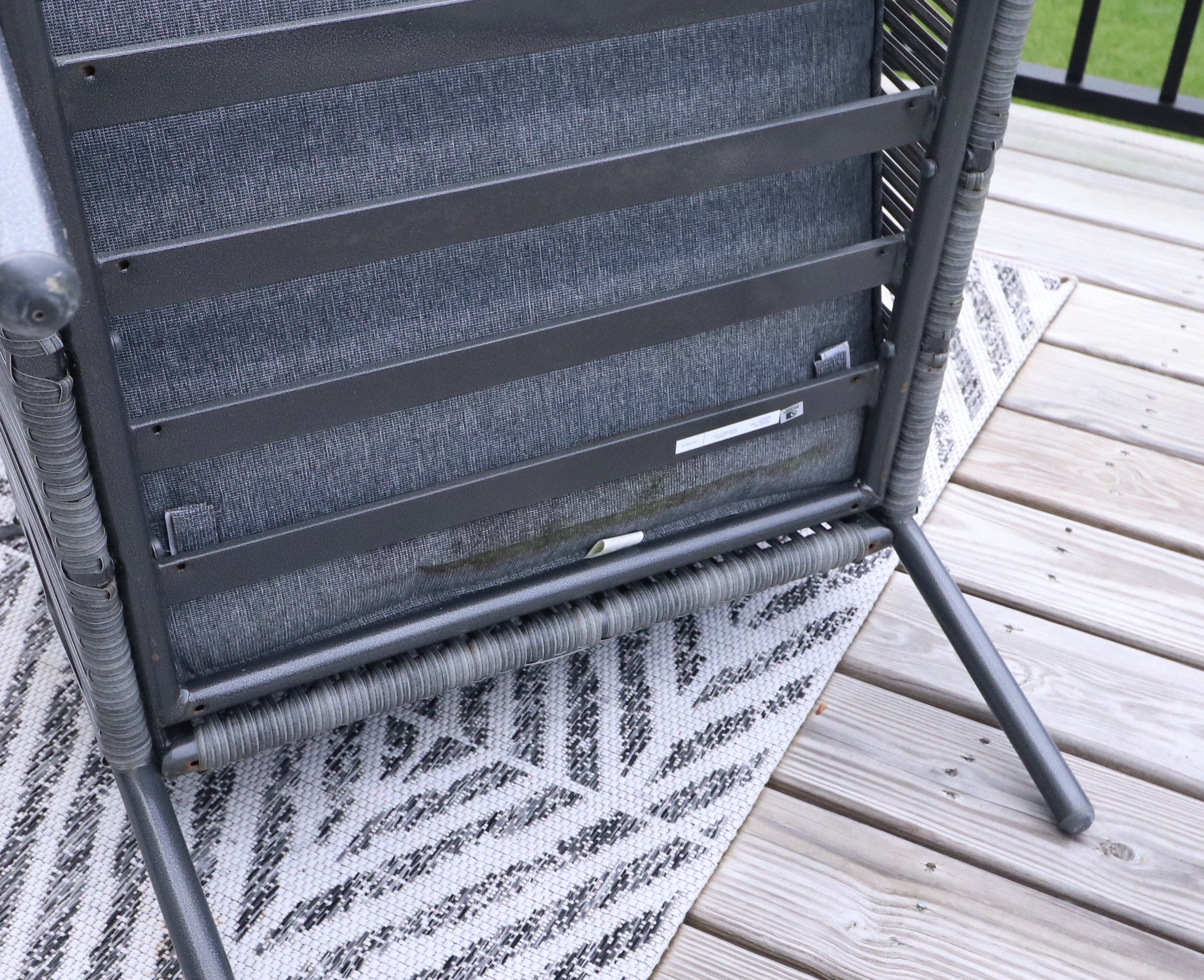 World Market Rope Accent Sofa, Metal Side Tables and Hampton Bay