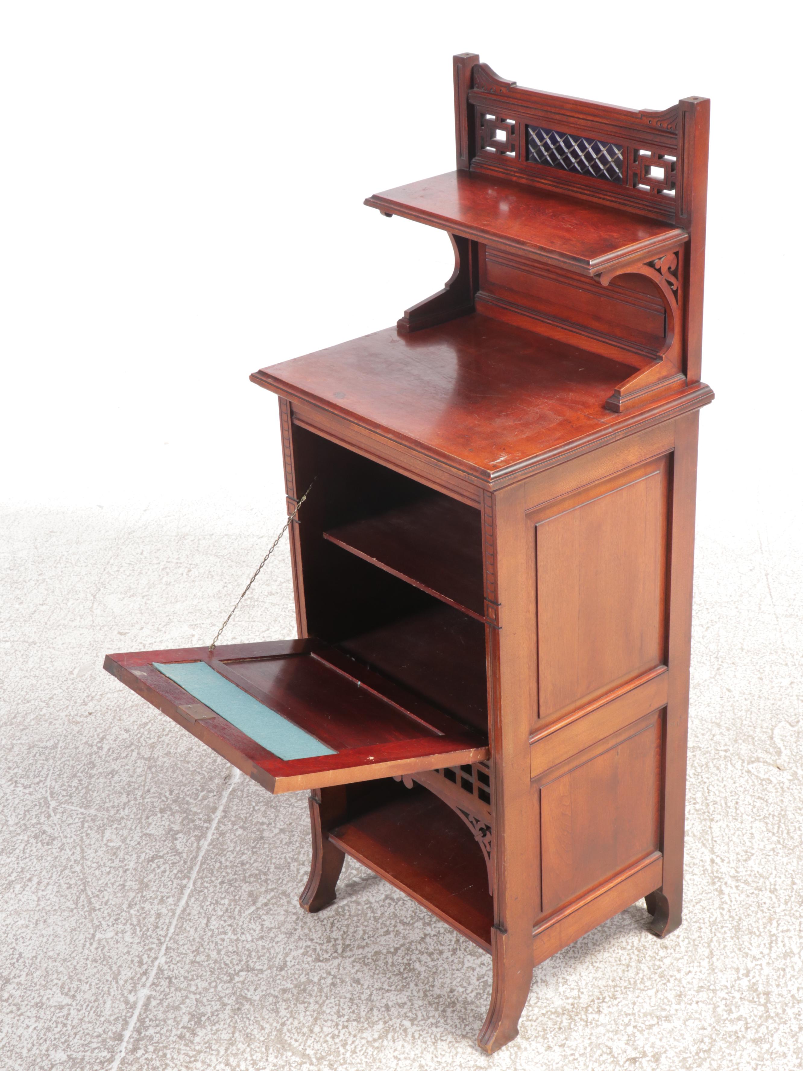 Victorian Aesthetic Movement Mahogany Fall Front Desk, 19th Century