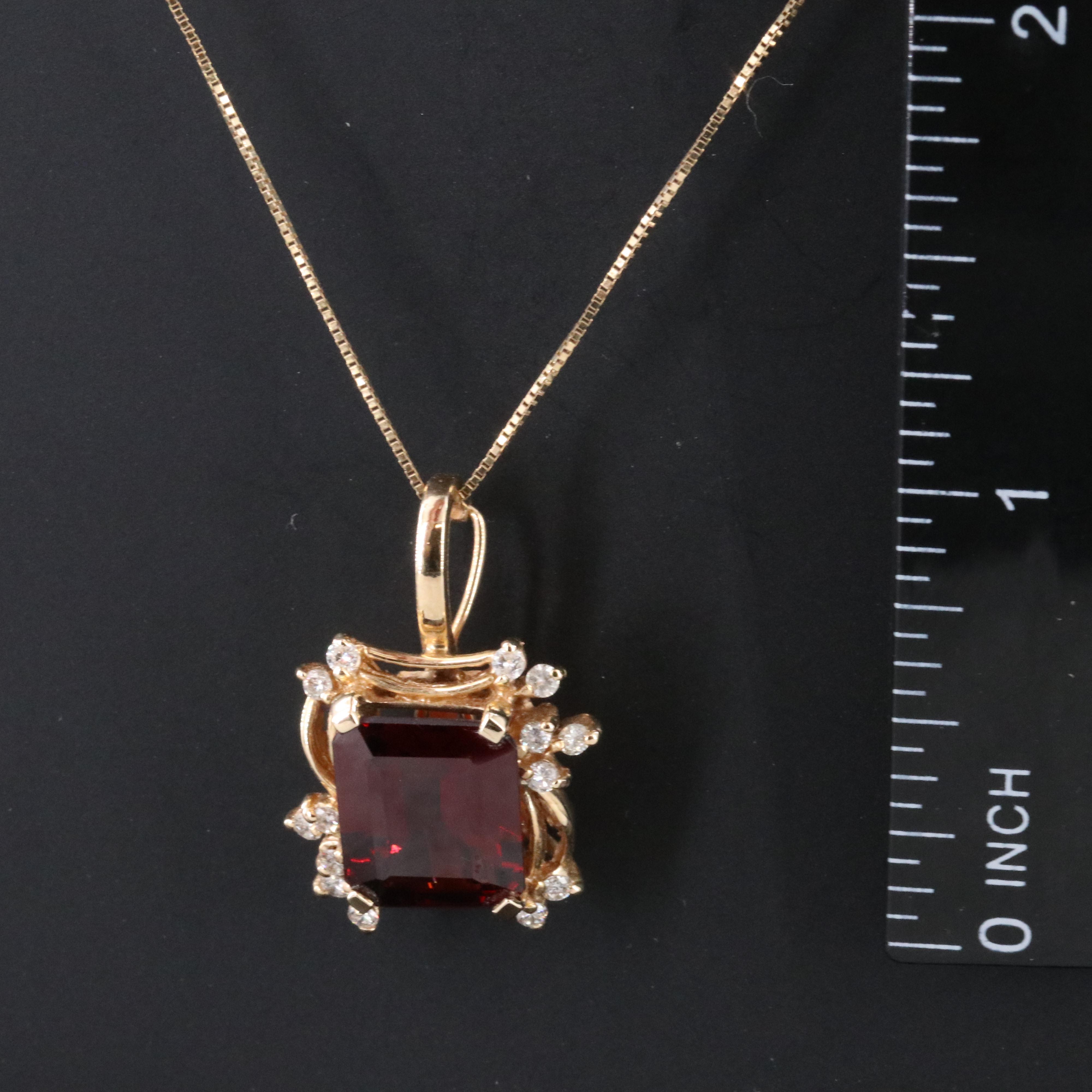 14K Garnet and Diamond Enhancer Pendant Necklace