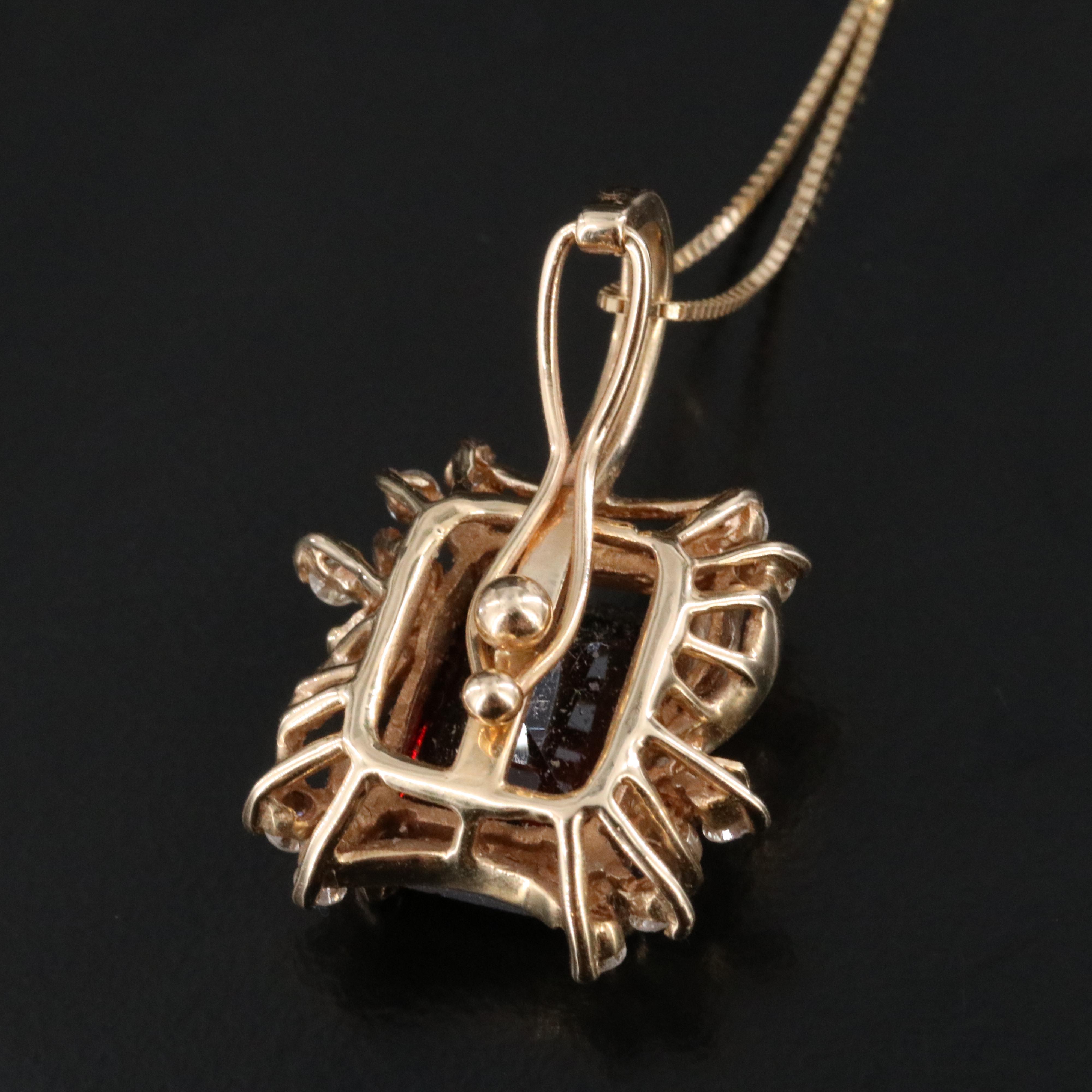 14K Garnet and Diamond Enhancer Pendant Necklace