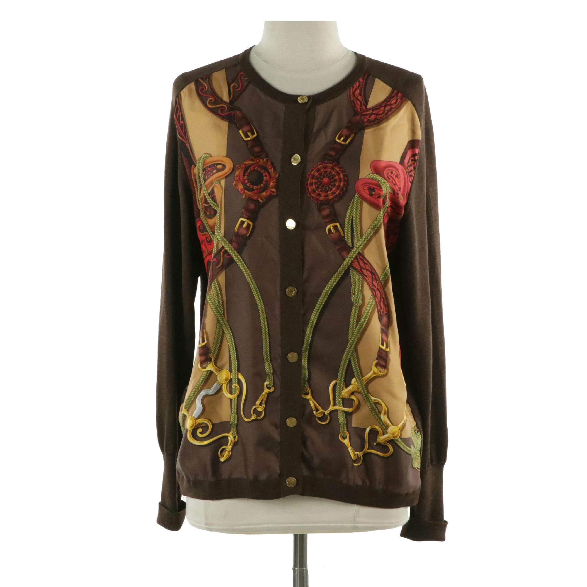 Hermès "Festival des Amazones" Silk and Cashmere Knit Cardigan Sweater