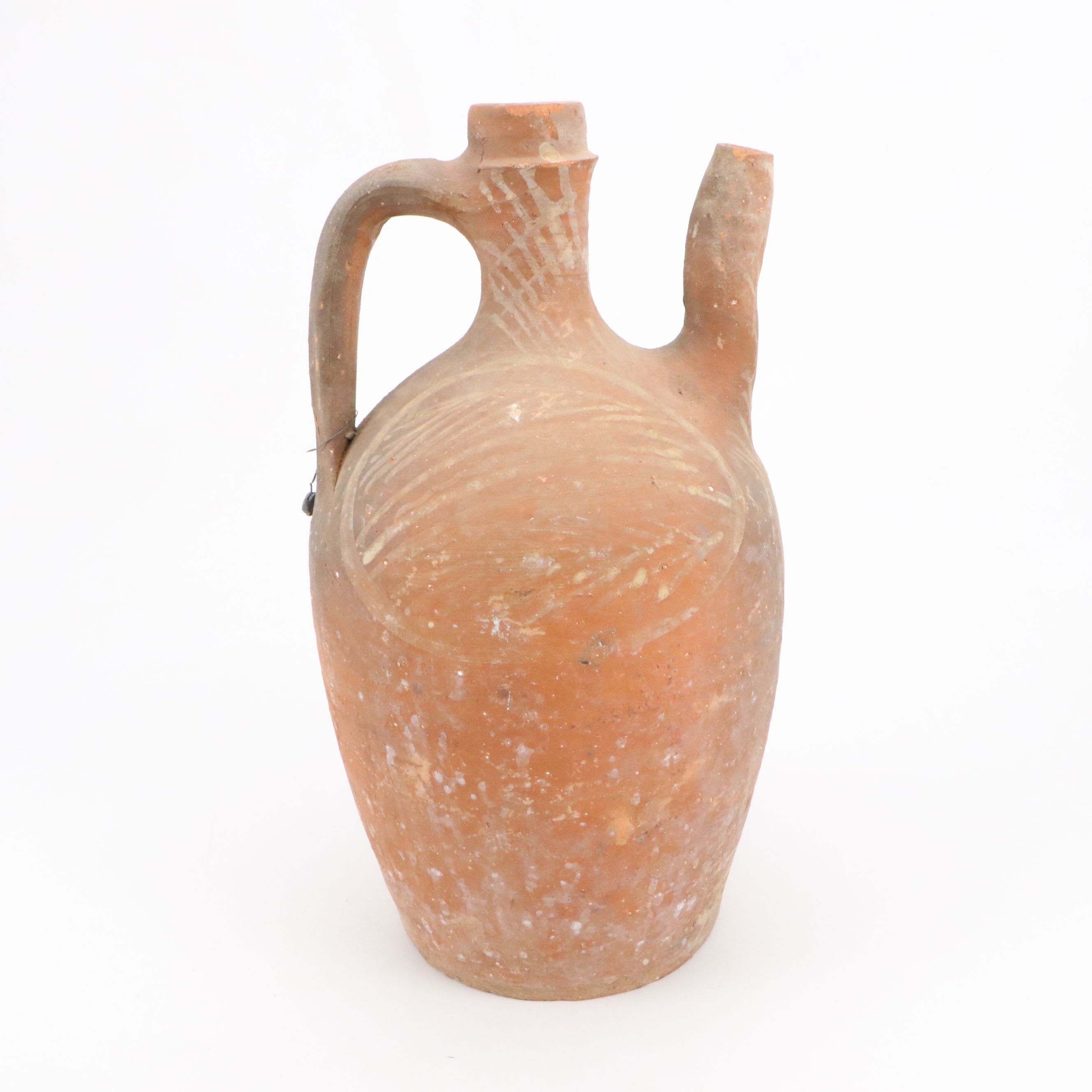 European Earthenware Wine Pitcher with Handled Terracotta Pot