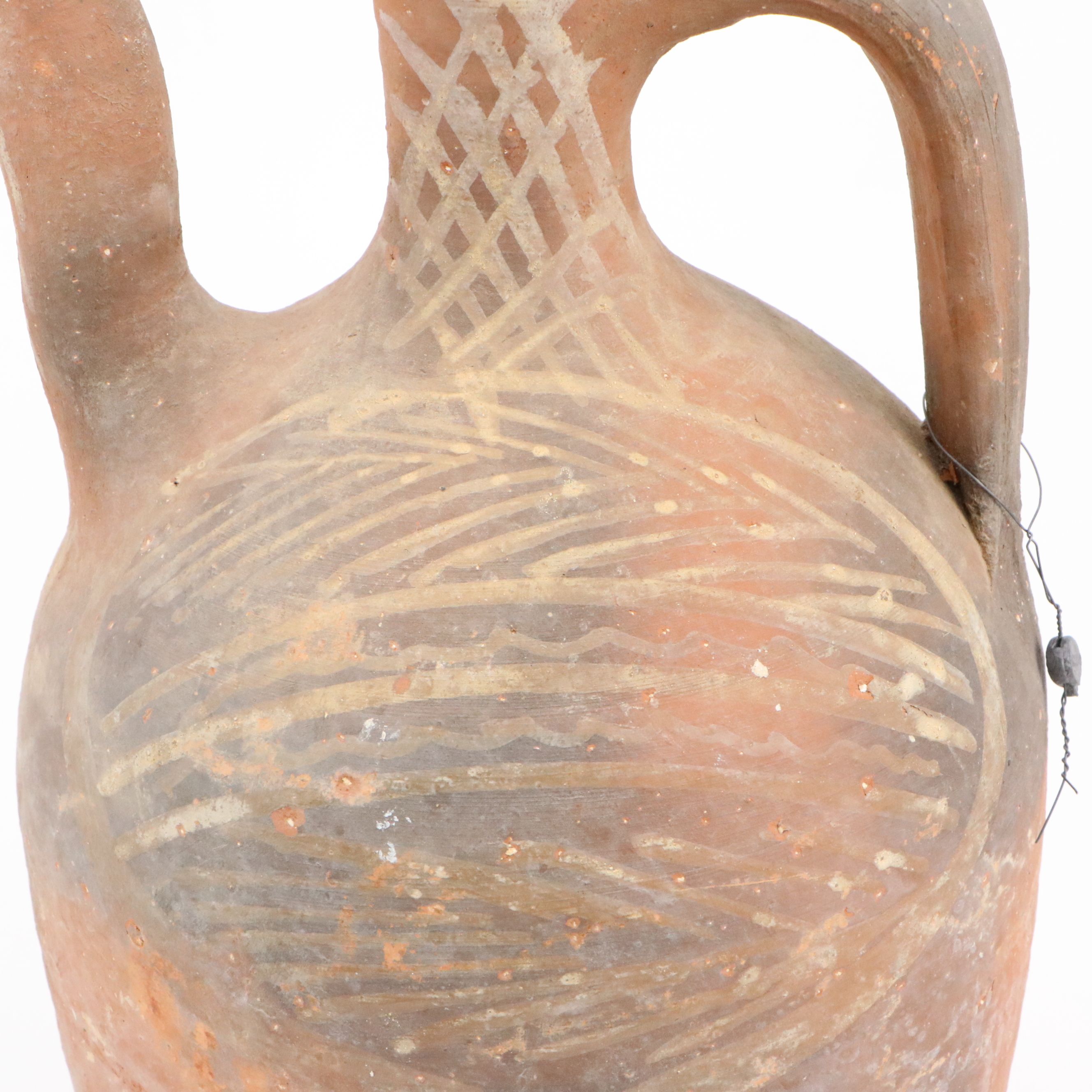 European Earthenware Wine Pitcher with Handled Terracotta Pot