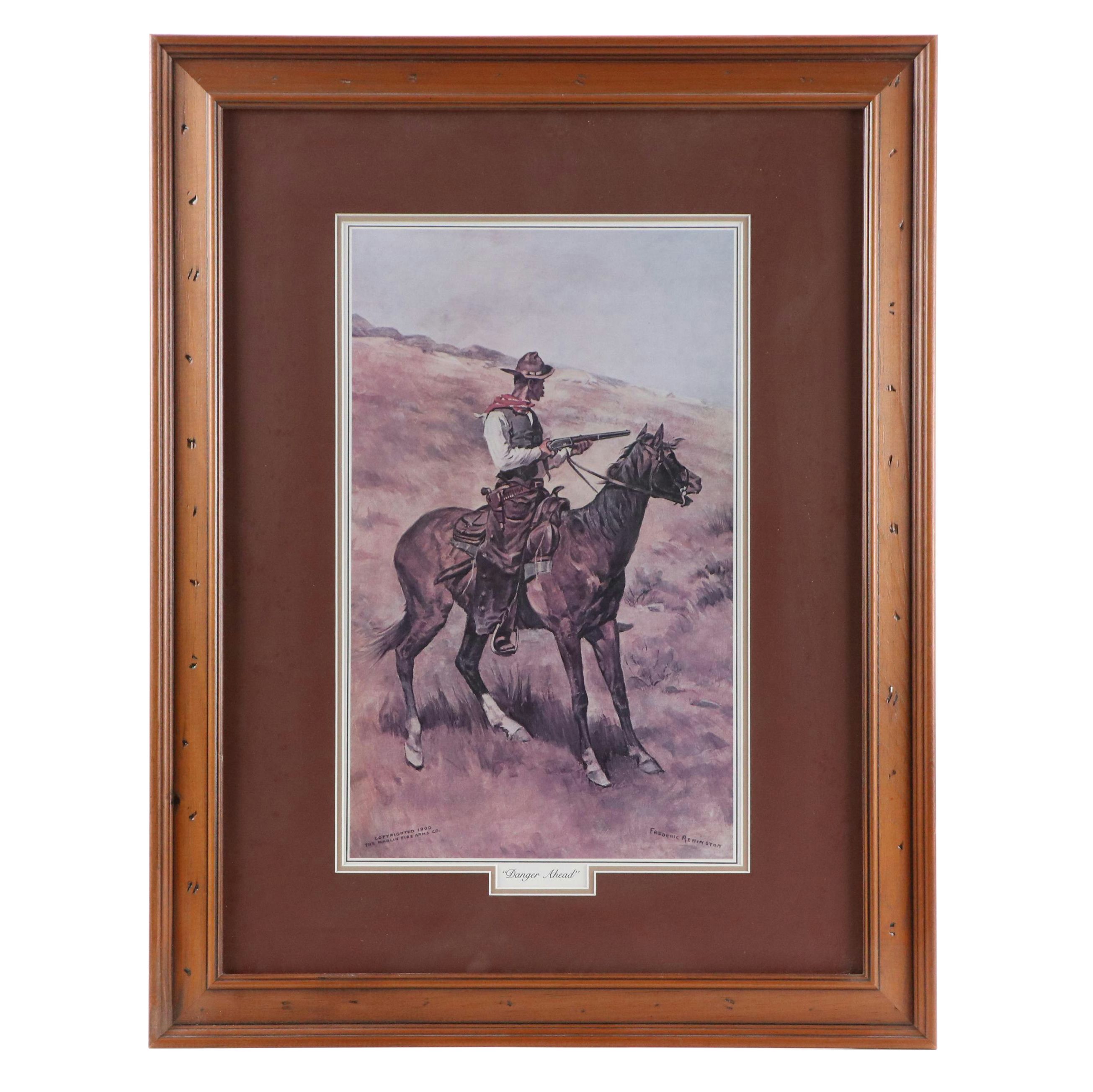 Offset Lithograph After Frederic Remington "Danger Ahead"