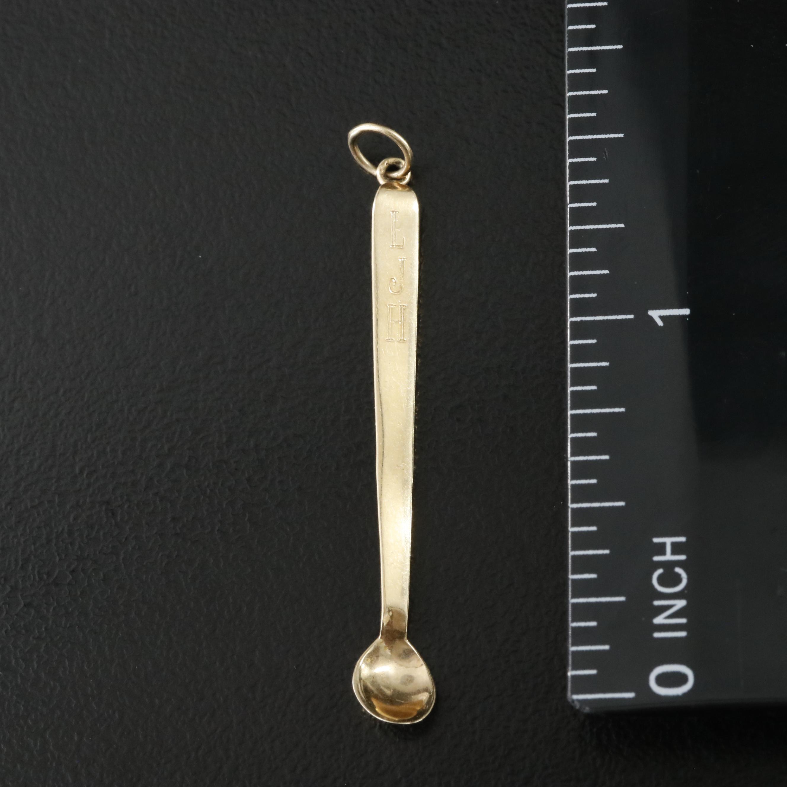 Vintage 14K Snuff Spoon and Whistle Charm Pendants