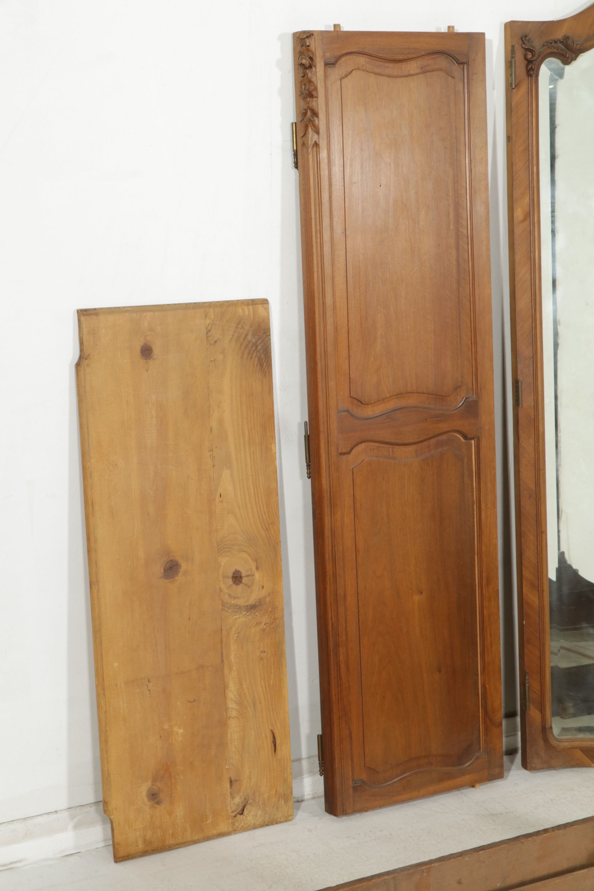 Louis XV Style Knockdown Armoire with Carved Rococo Cartouche, Late 19th Century