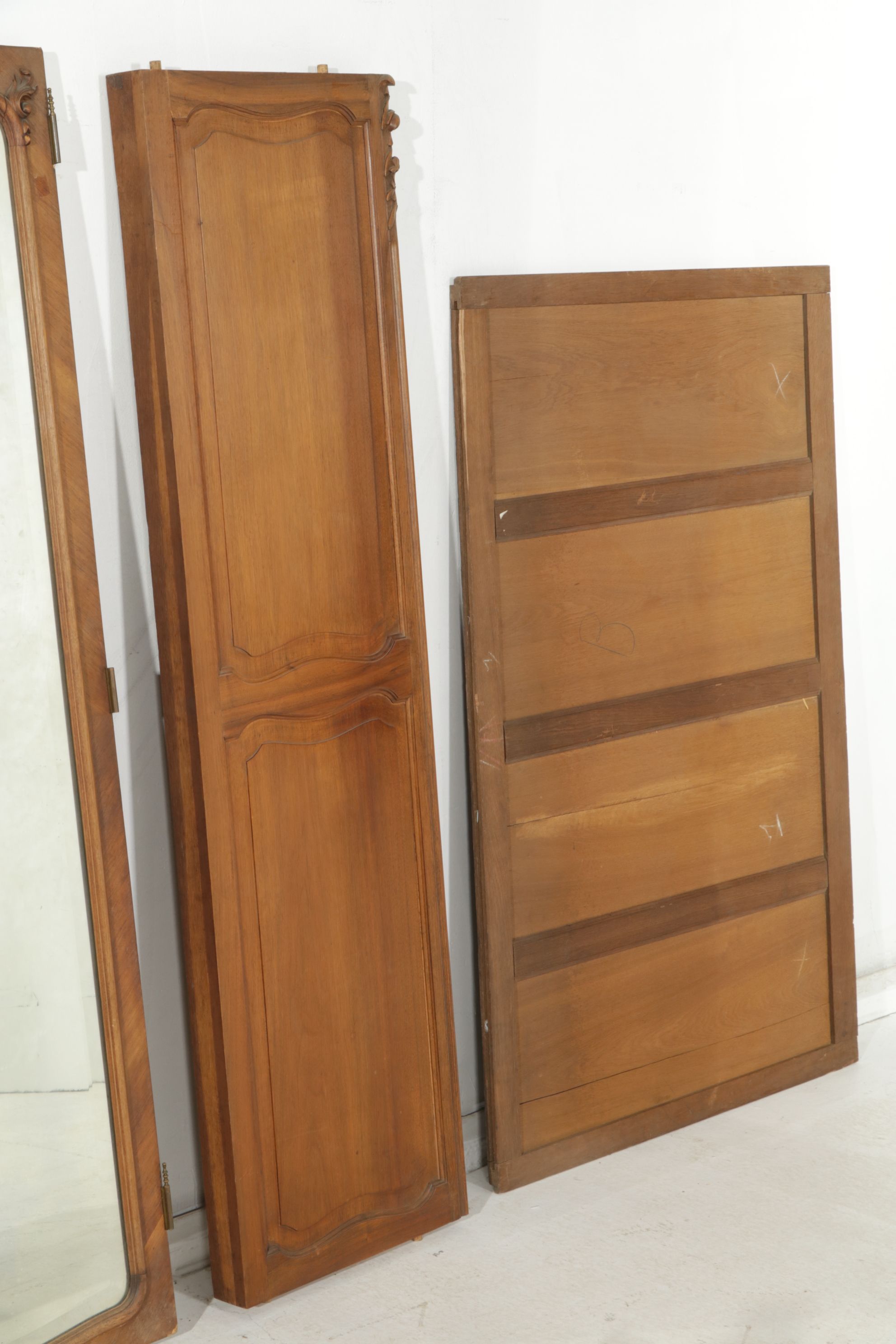 Louis XV Style Knockdown Armoire with Carved Rococo Cartouche, Late 19th Century